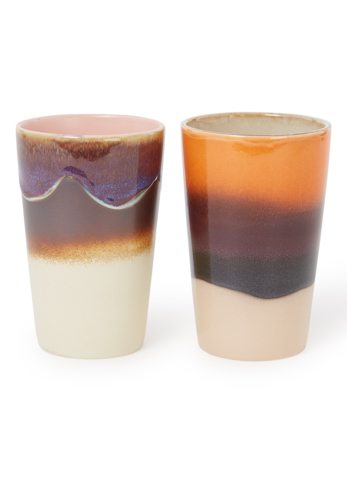 HKliving 70's Dusk mok 47,5 cl set van 2 - voorkant multicolor