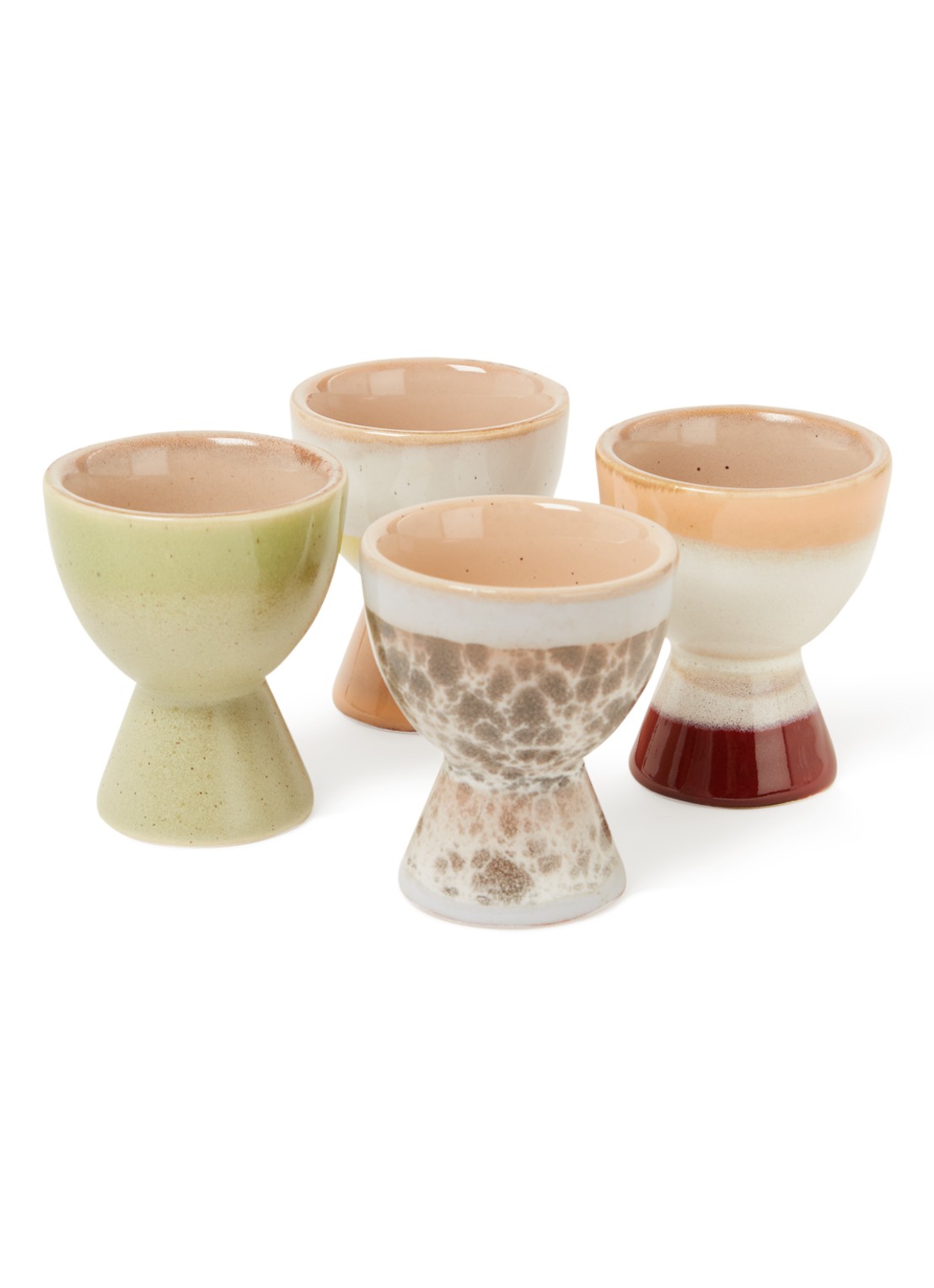 HKliving 70's eierdop 5,5 cm set van 4 - voorkant 2 multicolor
