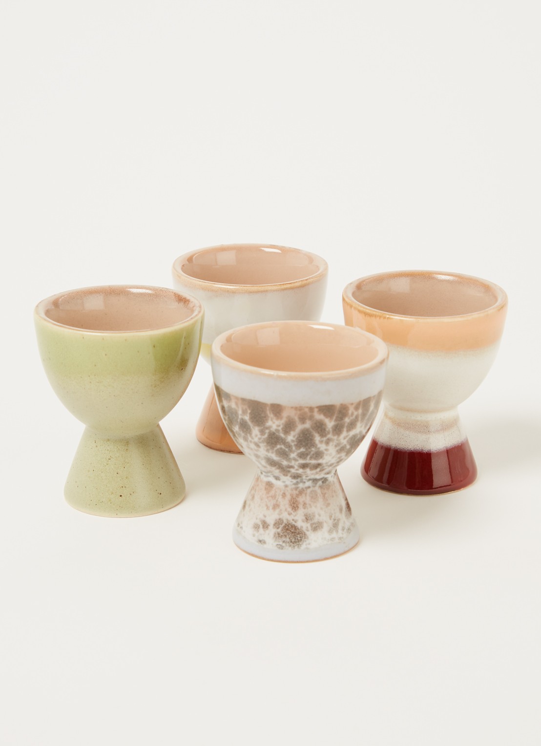HKliving 70's eierdop 5,5 cm set van 4 - voorkant 3 multicolor