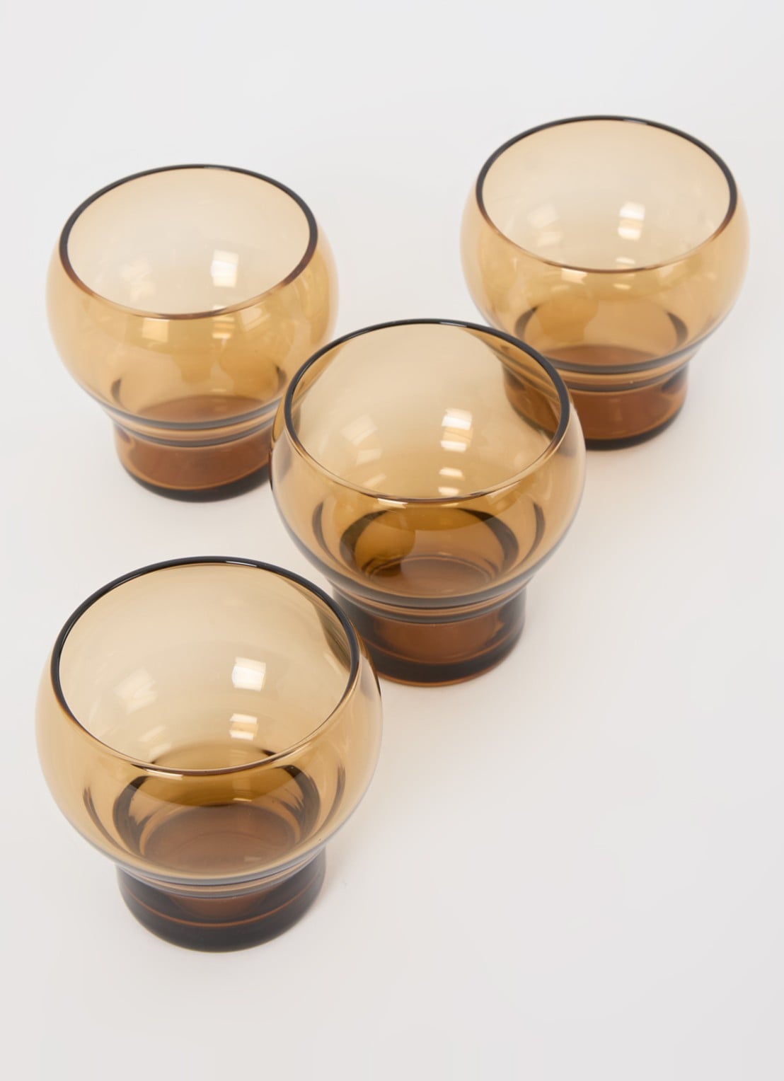 HKliving 70's Glassware cocktailglas 27 cl set van 4 - voorkant 2 roestbruin