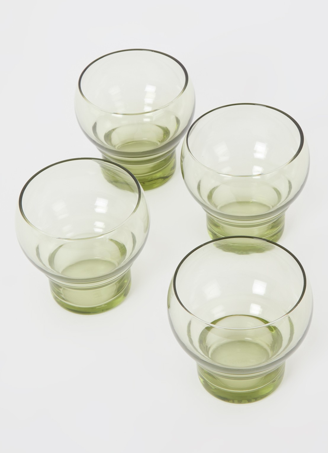 HKliving 70's Glassware cocktailglas 27 cl set van 4 - voorkant 2 lichtgroen