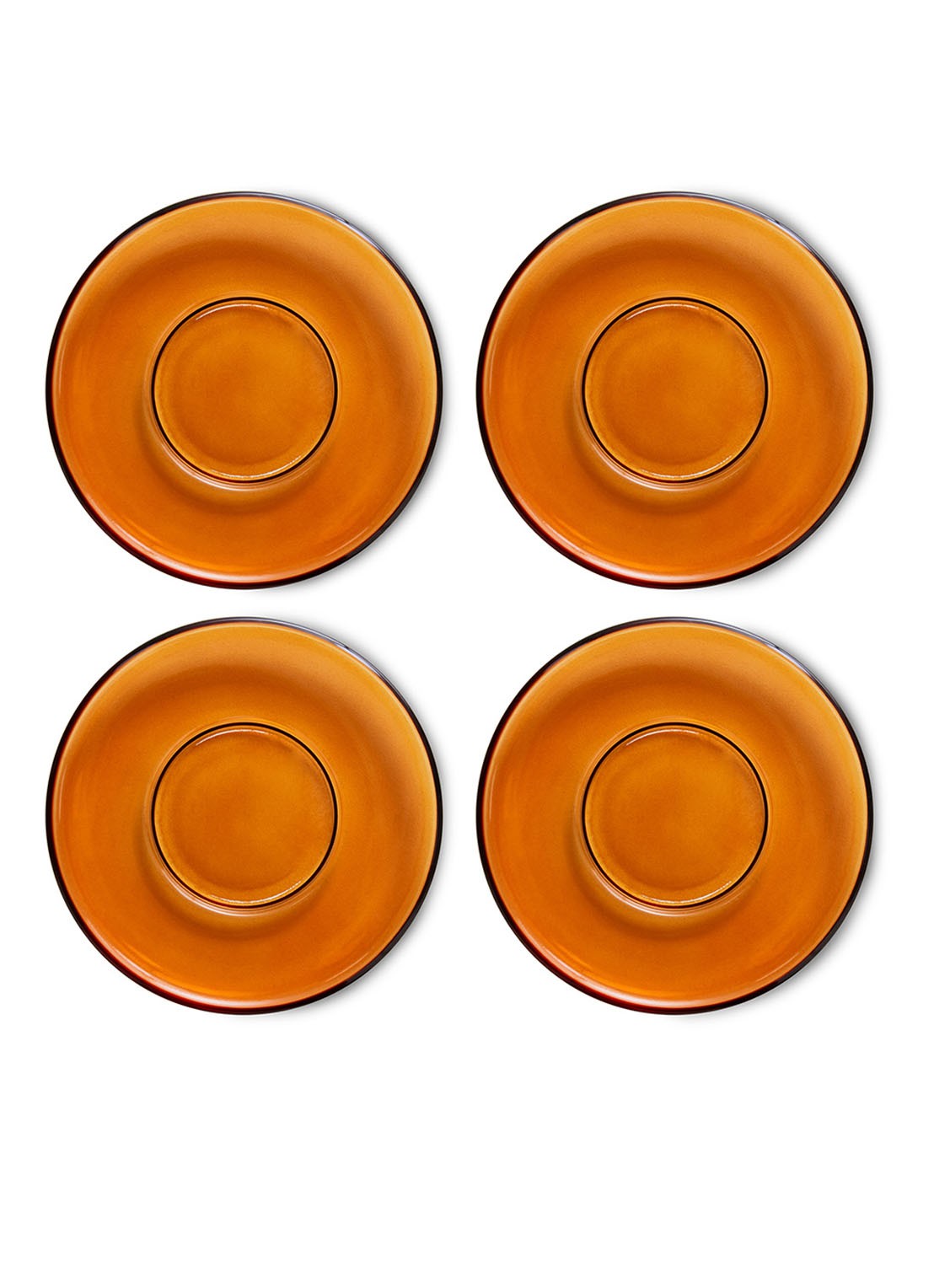 HKliving 70's Glassware schotel set van 4 - voorkant 3 bruin