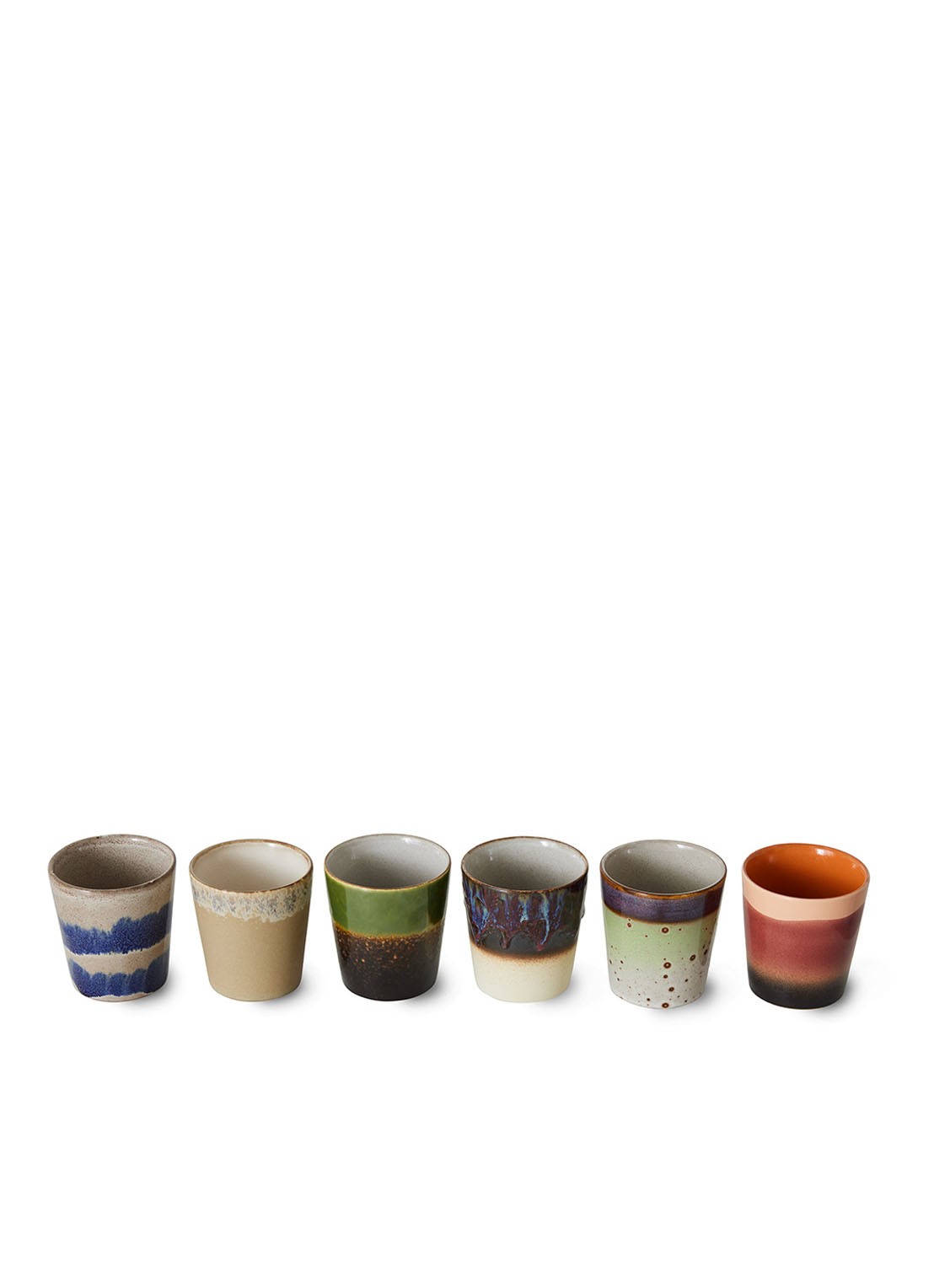 HKliving 70's Grounding koffiekopje 23 cl set van 6 - detail 3 multicolor