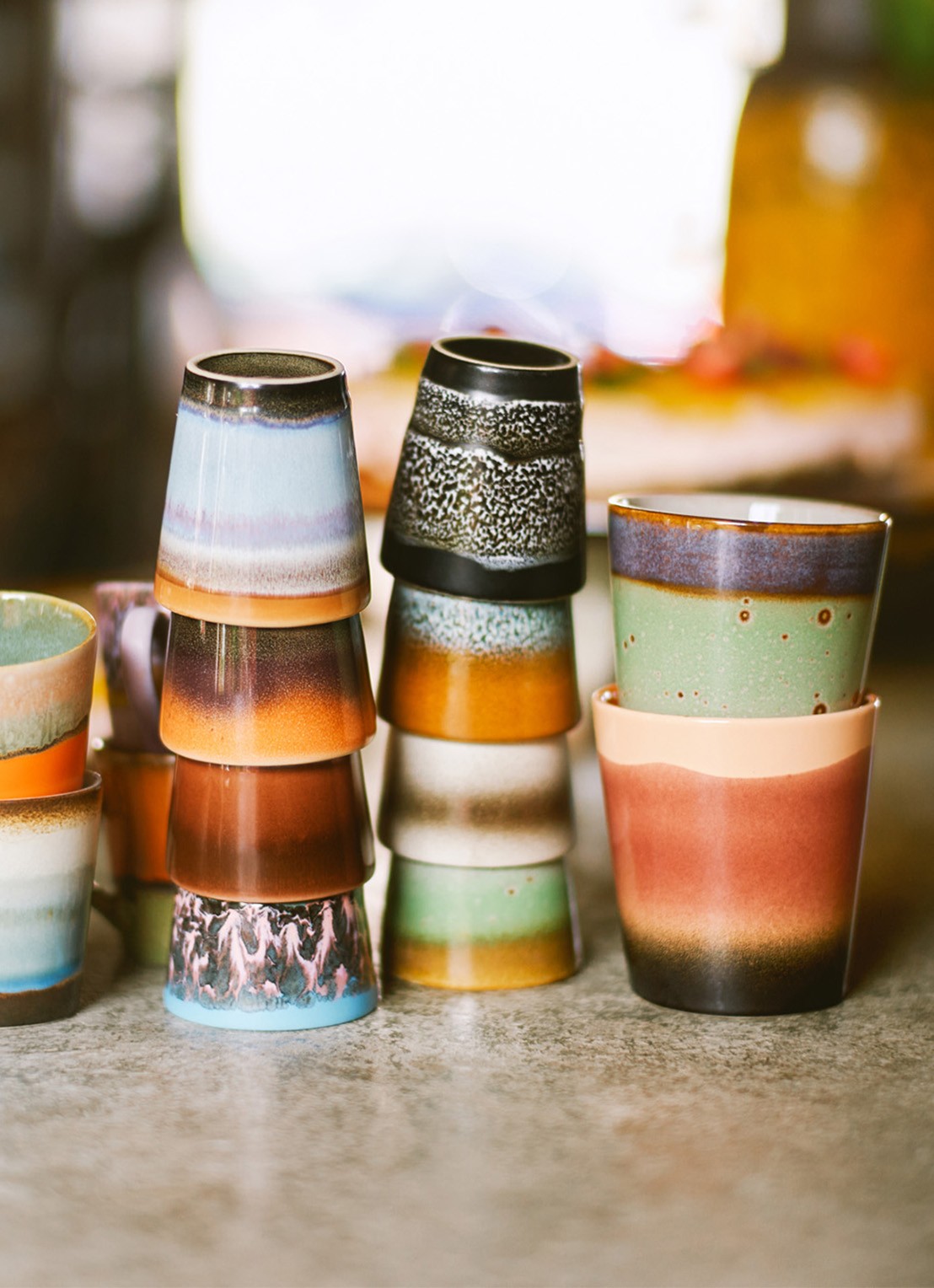 HKliving 70's Grounding koffiekopje 23 cl set van 6 - detail 5 multicolor
