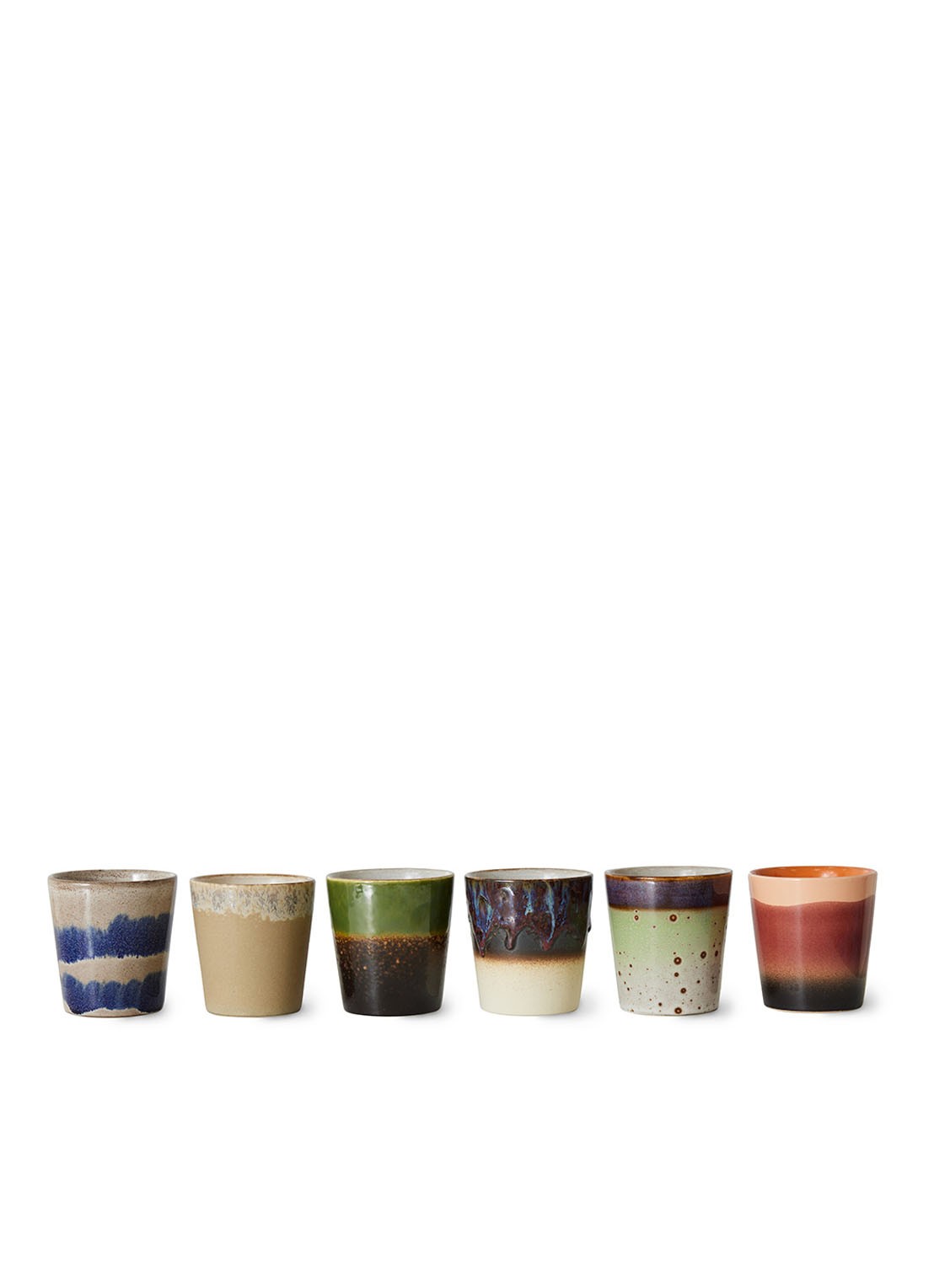HKliving 70's Grounding koffiekopje 23 cl set van 6 - voorkant 2 multicolor