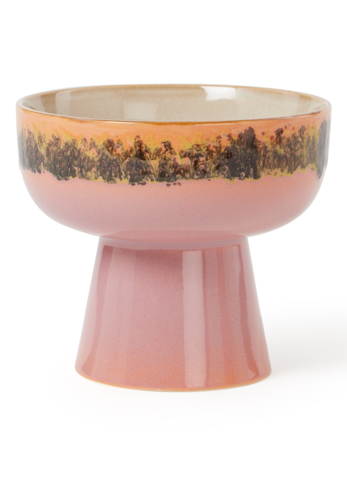 HKliving 70's Lush tapasschaaltje op voet 12,5 cm - voorkant multicolor