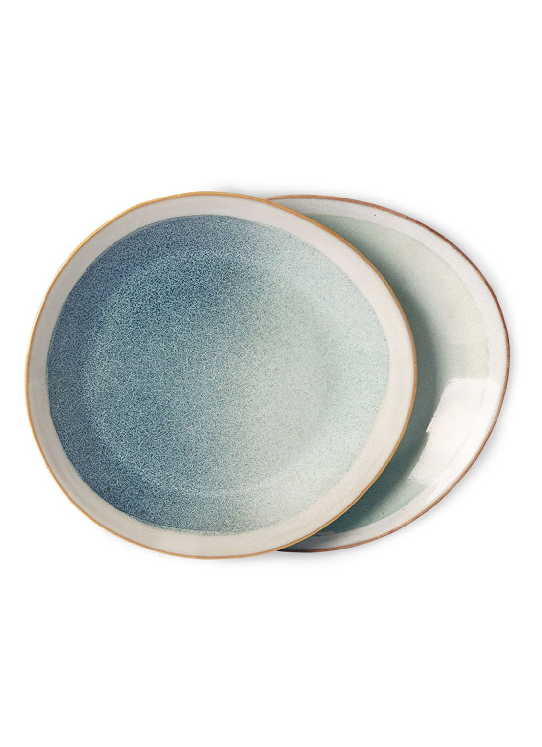 HKliving 70's Mist ontbijtbord 22 cm set van 2 - detail blauwgrijs