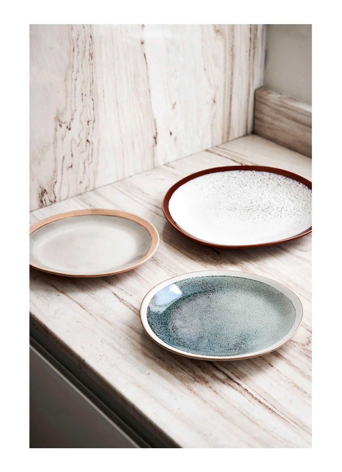 HKliving 70's Mist ontbijtbord 22 cm set van 2 - voorkant 5 blauwgrijs