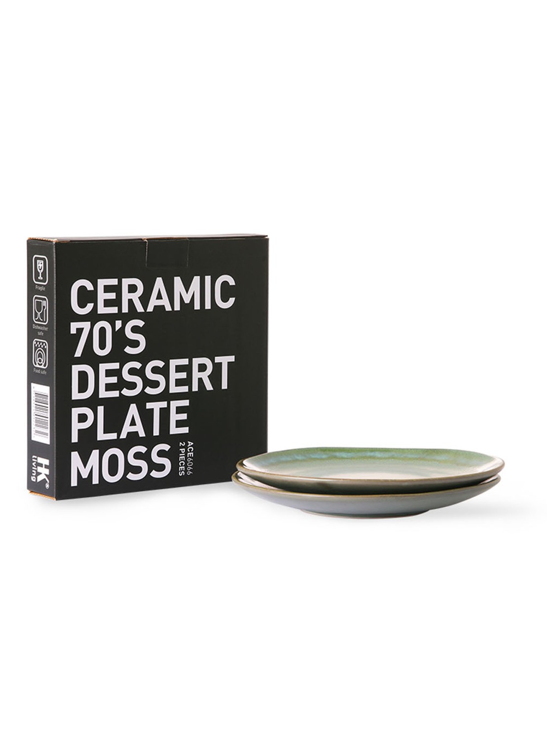 HKliving 70's Moss gebaksbordje 18 cm set van 2 - detail 3 groen