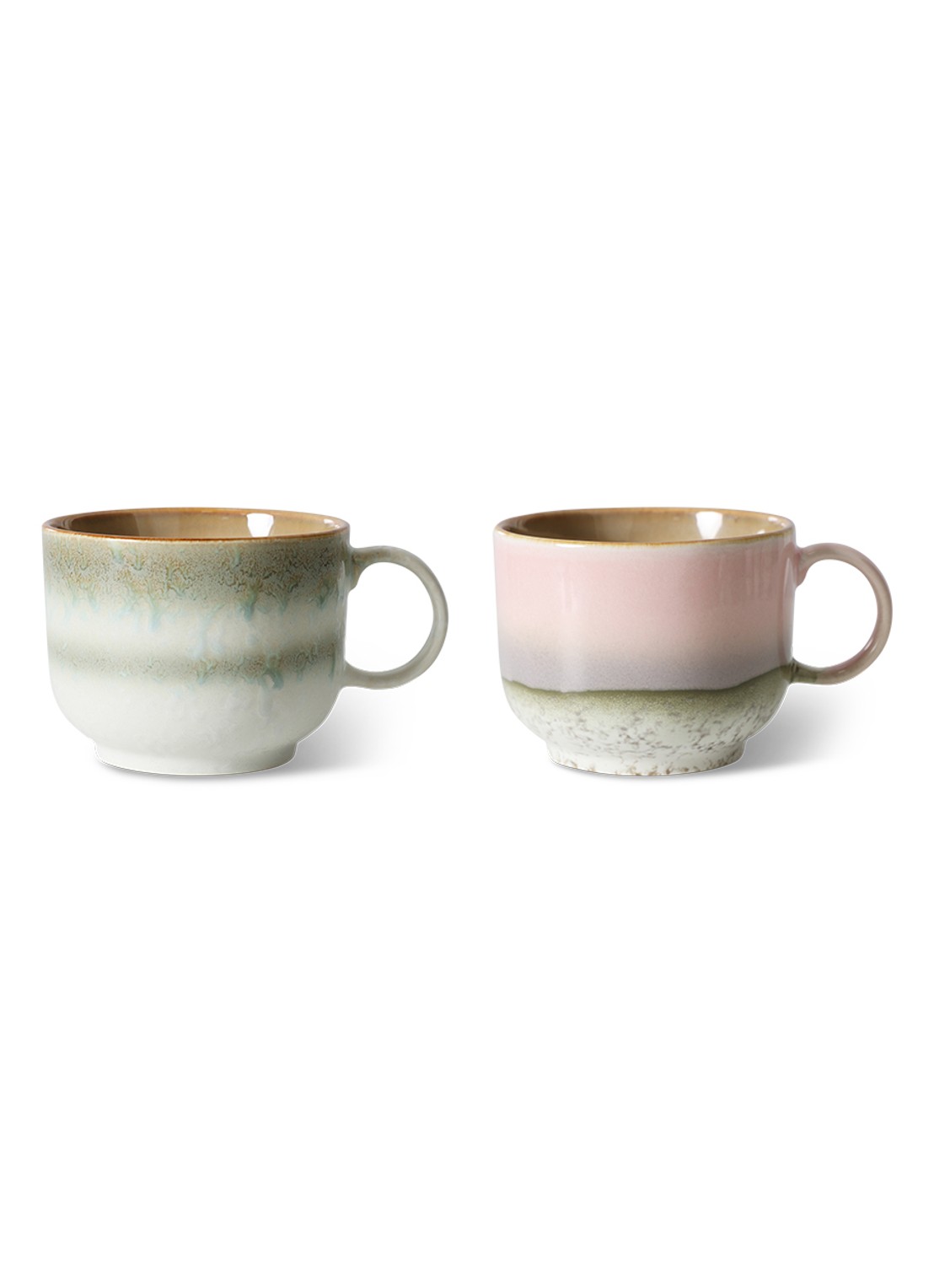 HKliving 70's Nova mok 42,5 cl set van 2 - voorkant 2 lindegroen