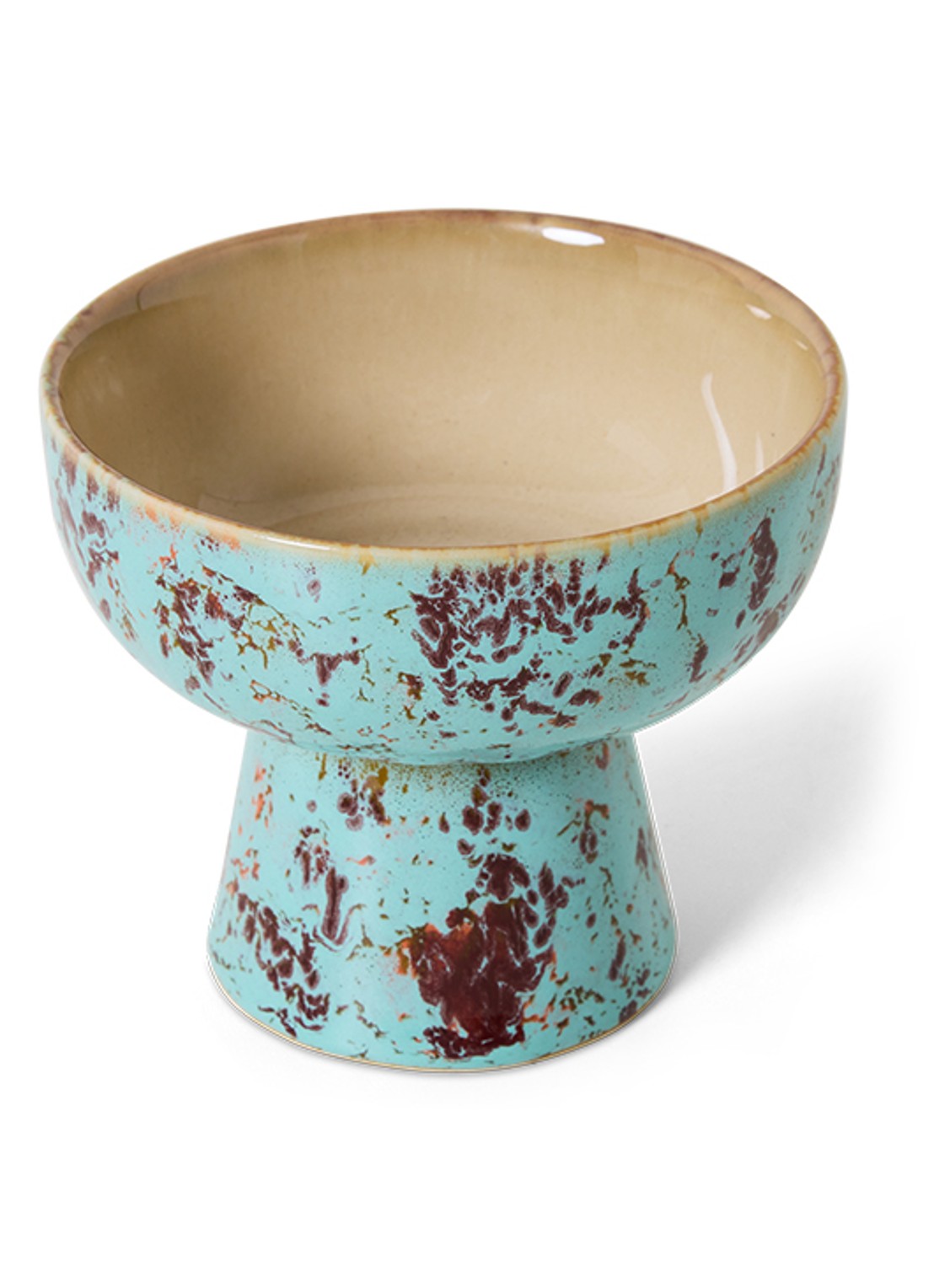 HKliving 70's Patina tapasschaaltje op voet 11 cm - detail 3 blauw