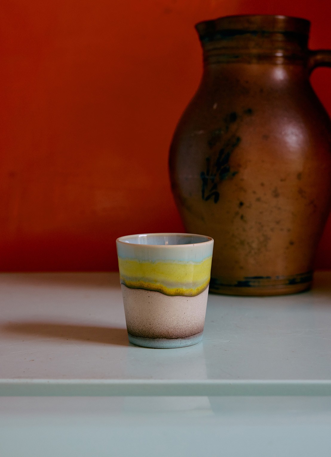 HKliving 70's Pop Art kopje 23 cl set van 4 - detail 3 beige