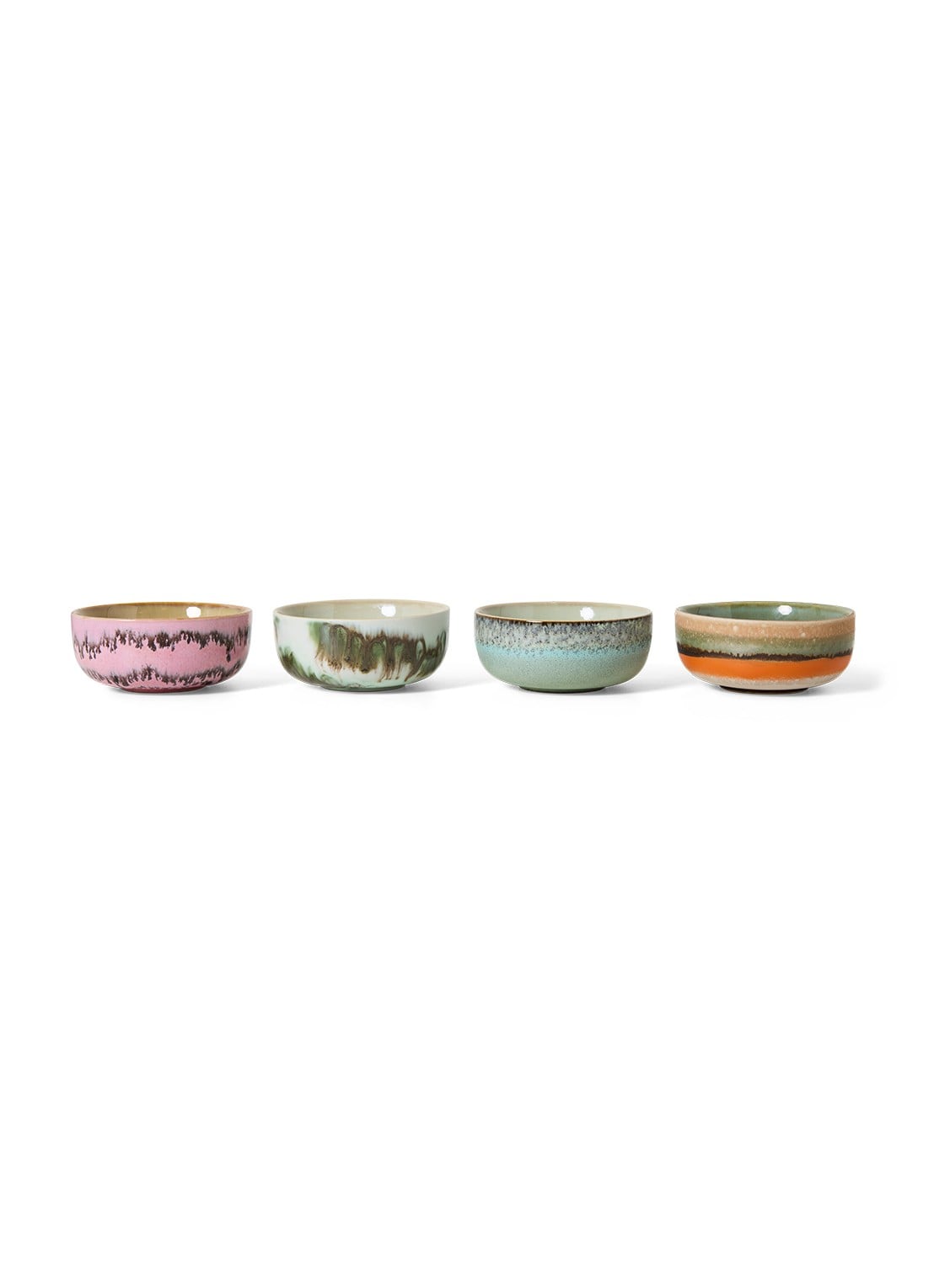 HKliving 70's Renaissance kom 11 cm set van 4 - voorkant 2 roze