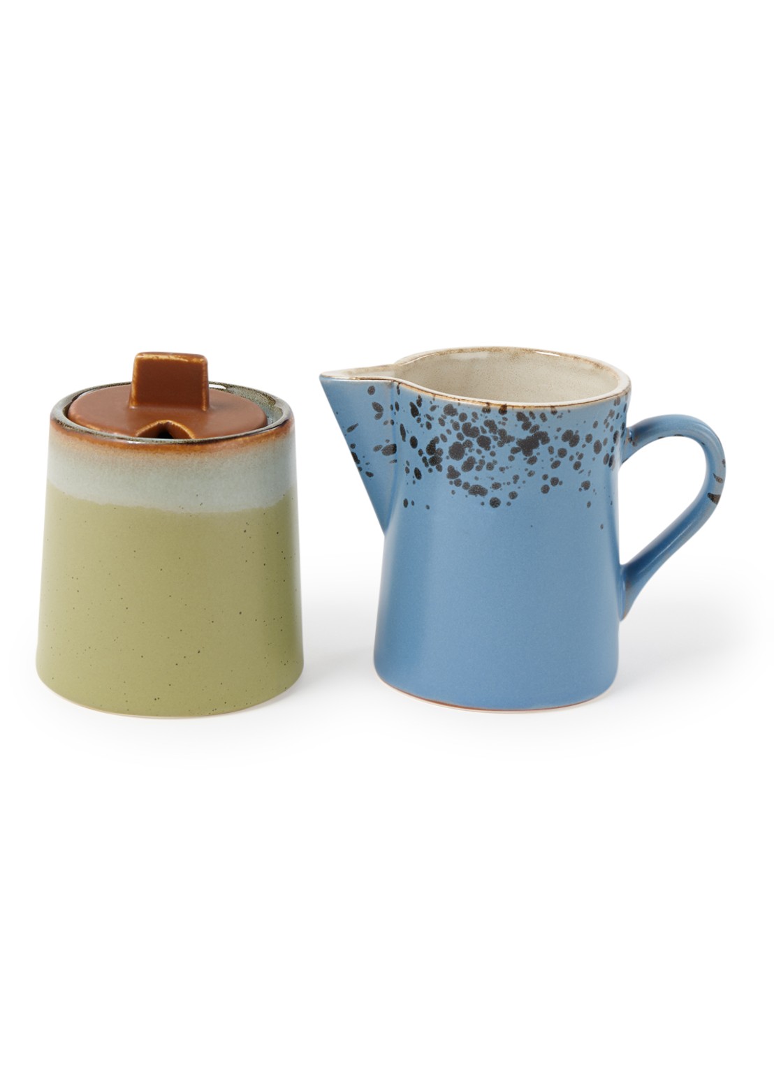 HKliving 70's suikerpot en melkkan 2-delig - voorkant 2 multicolor