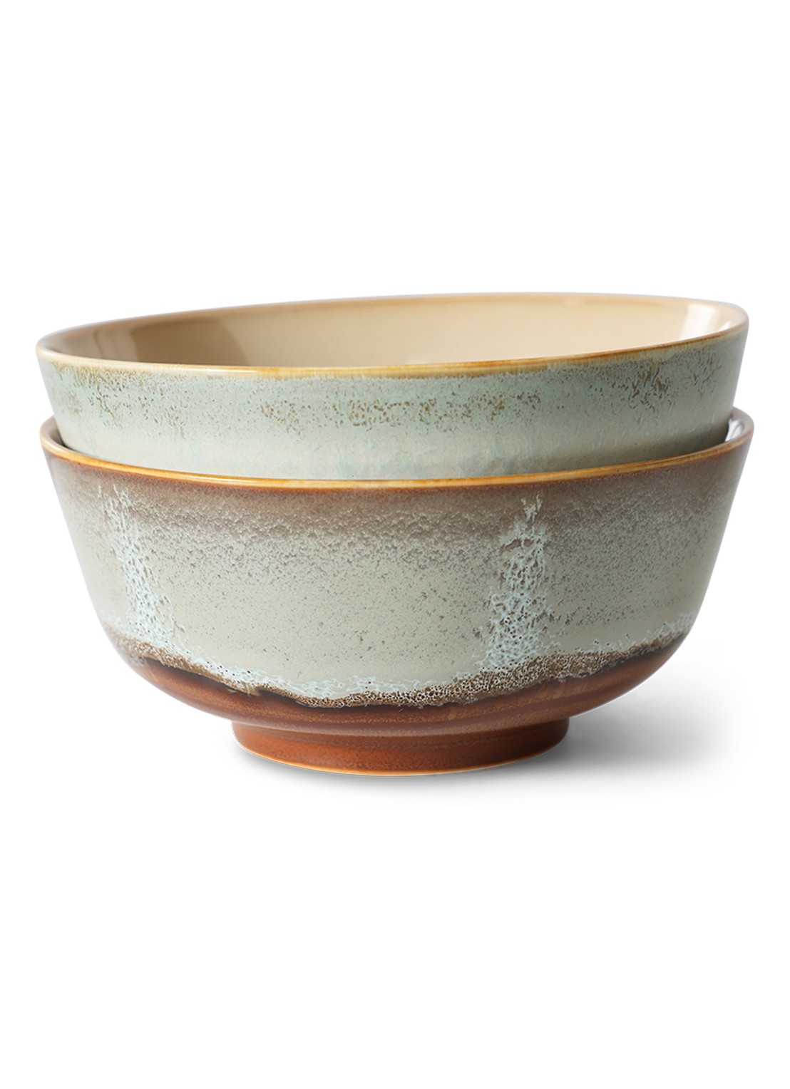 HKliving 70's Verge kom 19 cm set van 2 - voorkant lindegroen