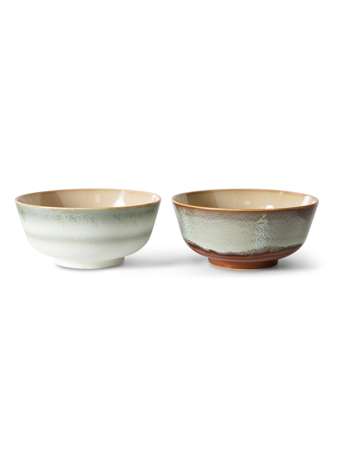 HKliving 70's Verge kom 19 cm set van 2 - voorkant 2 lindegroen