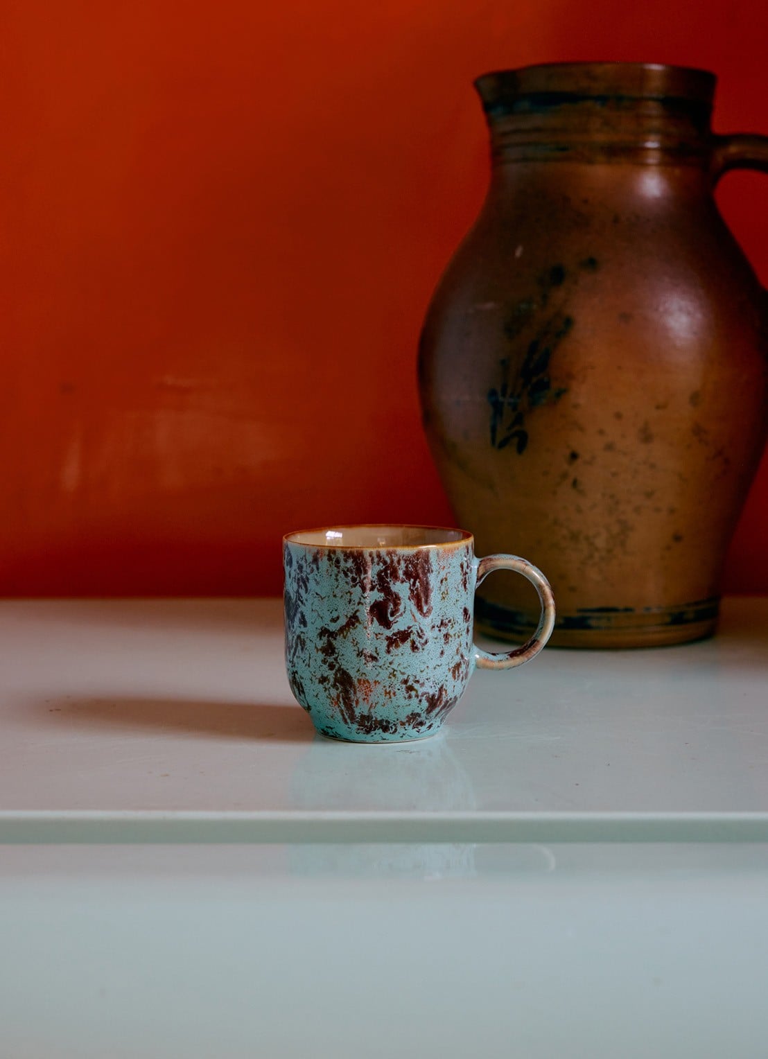 HKliving 70s ceramics: café mugs, abstract (set of 4) - detail 3 multicolor