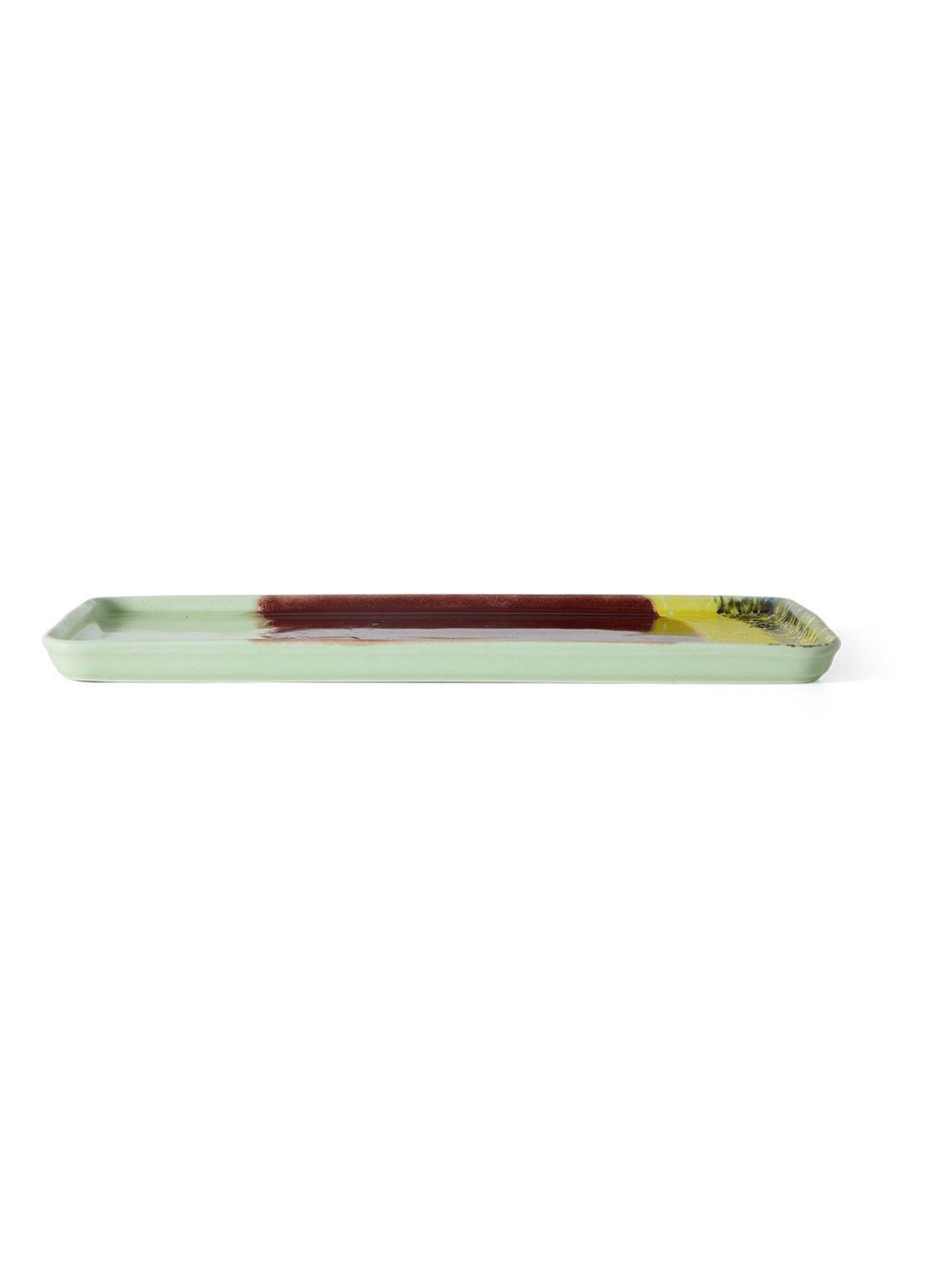 HKliving 70s Ceramics cakeschaal 31,5 x 13,5 cm - achterkant 3 lichtgroen