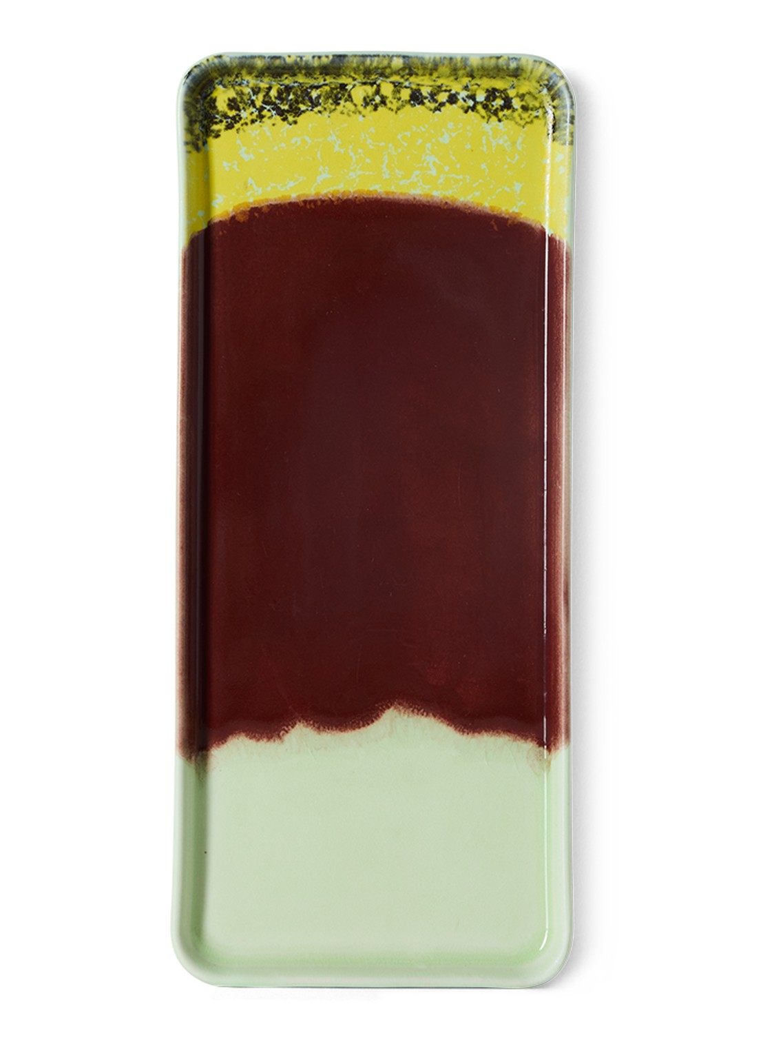 HKliving 70s Ceramics cakeschaal 31,5 x 13,5 cm - voorkant lichtgroen