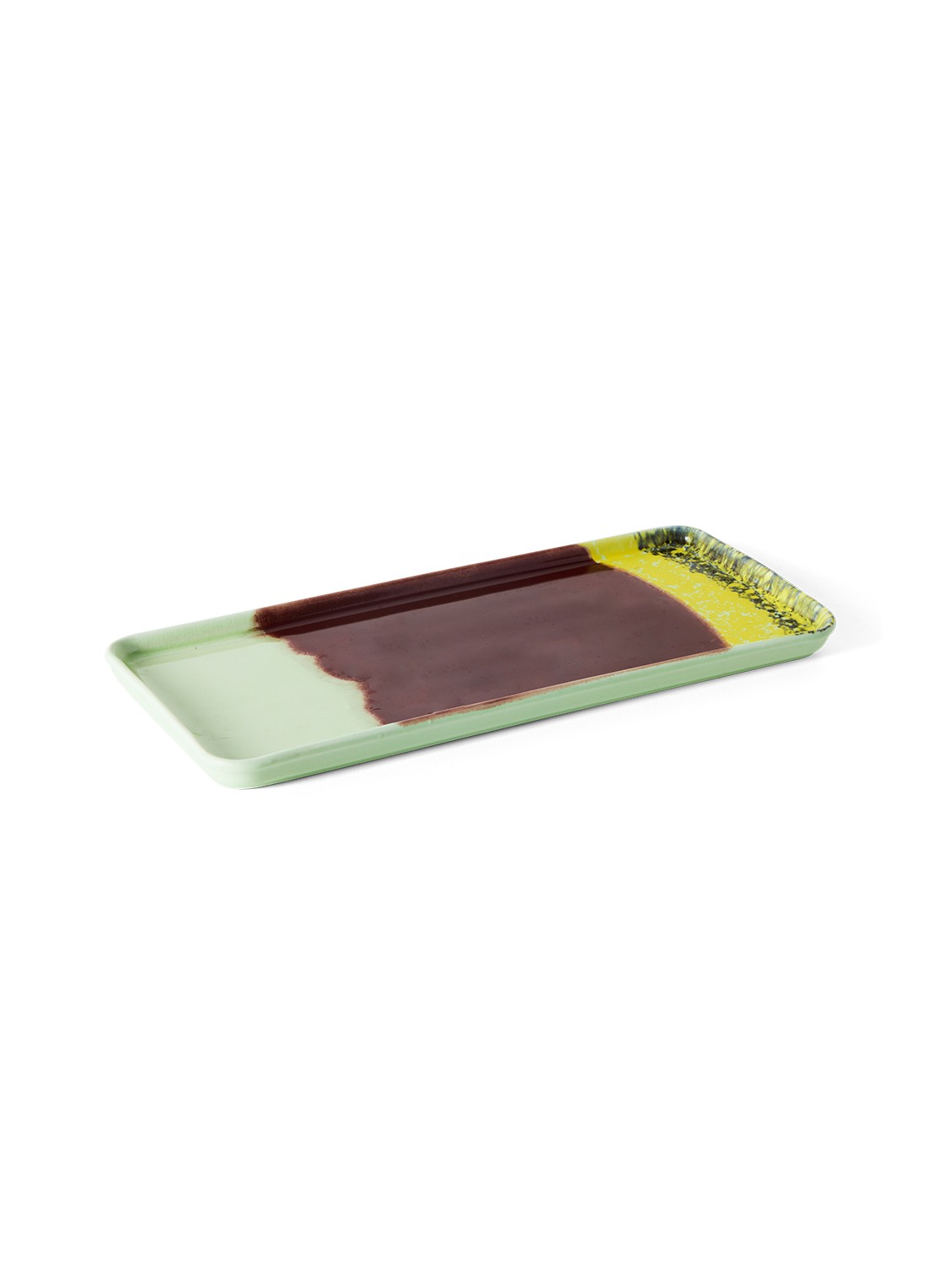 HKliving 70s Ceramics cakeschaal 31,5 x 13,5 cm - voorkant 2 lichtgroen