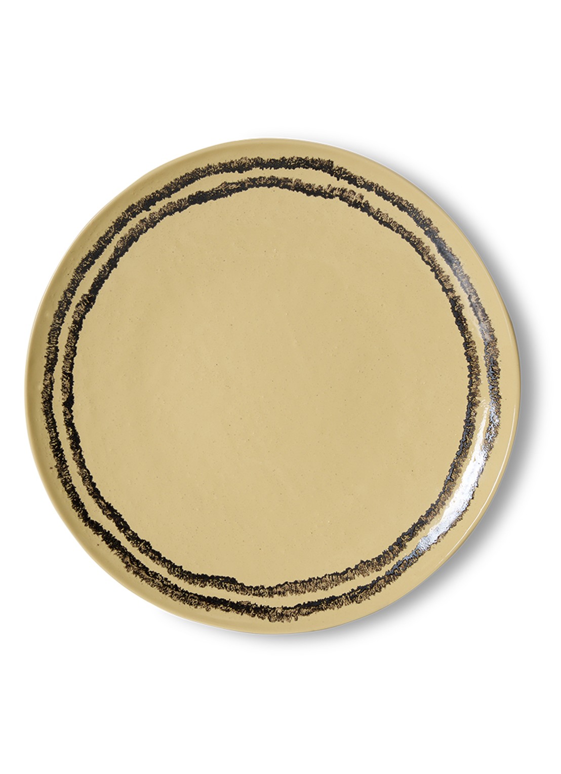 HKliving 70s Ceramics dinerbord 27,5 cm set van 2 - voorkant 2 geel