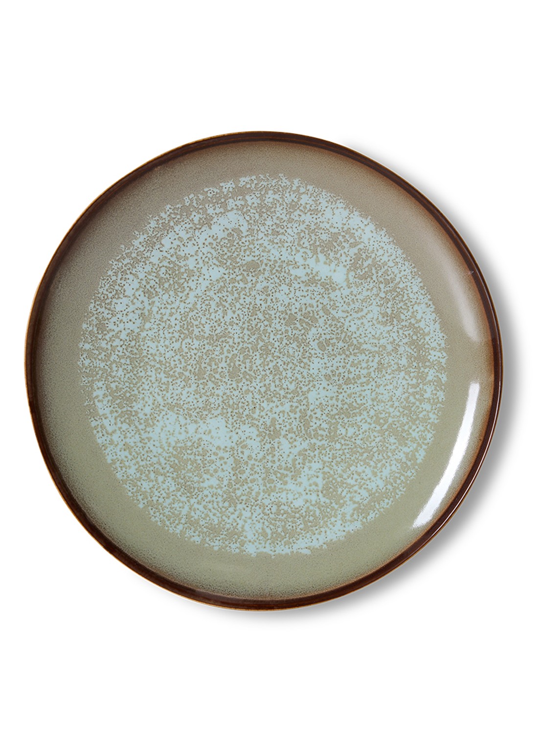 HKliving 70s Ceramics dinerbord 27,5 cm set van 2 - voorkant 2 blauw