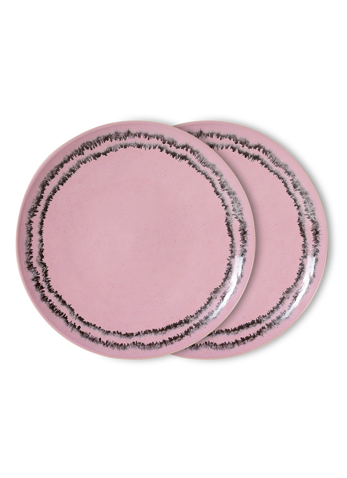HKliving 70s Ceramics dinerbord 27,5 cm set van 2 - voorkant 3 roze