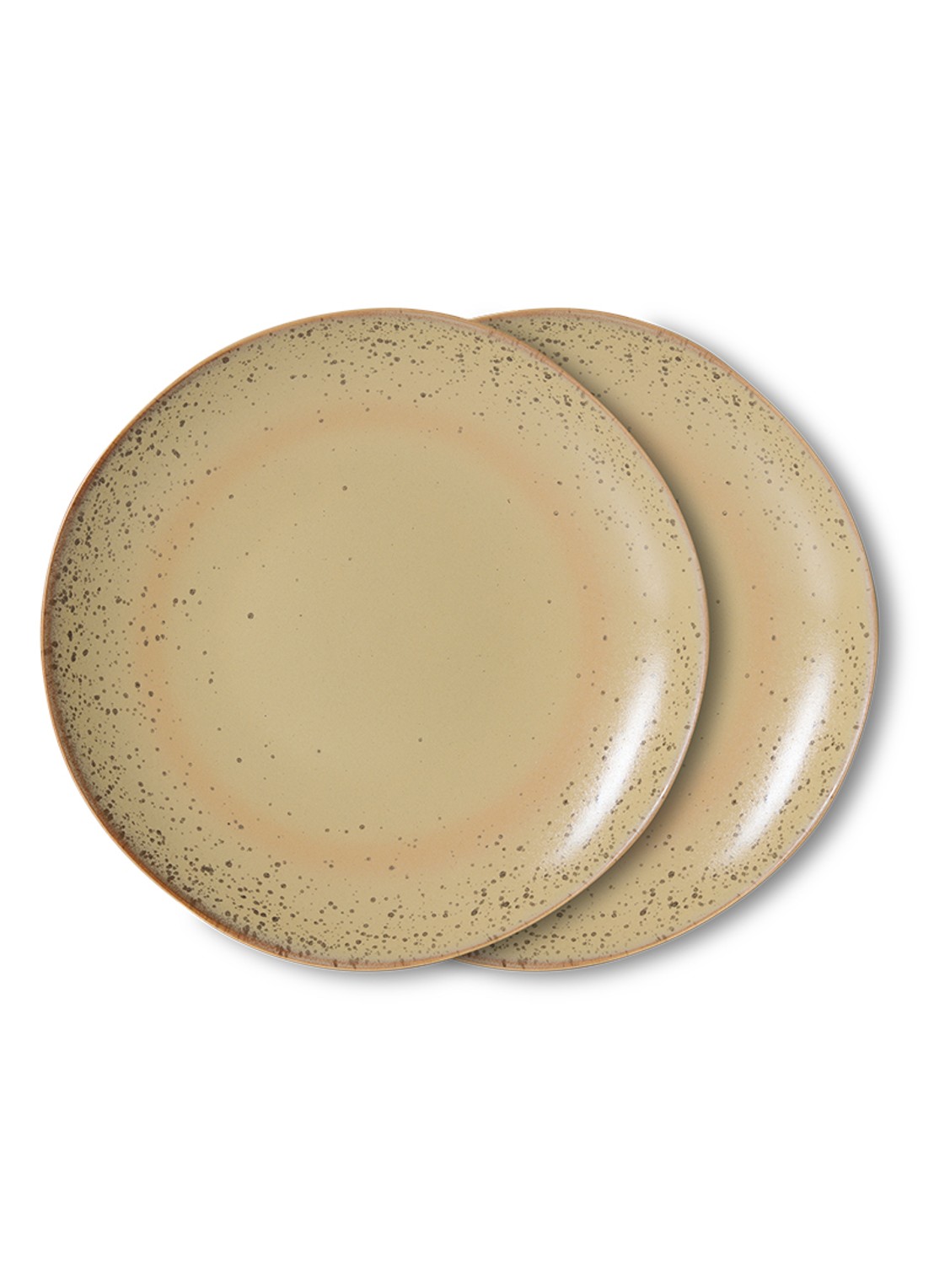 HKliving 70s Ceramics gebaksbordje 17,5 cm set van 2 - voorkant zand