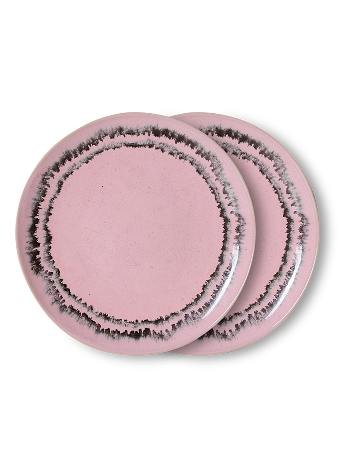 HKliving 70s Ceramics gebaksbordje 17,5 cm set van 2 - voorkant 2 roze