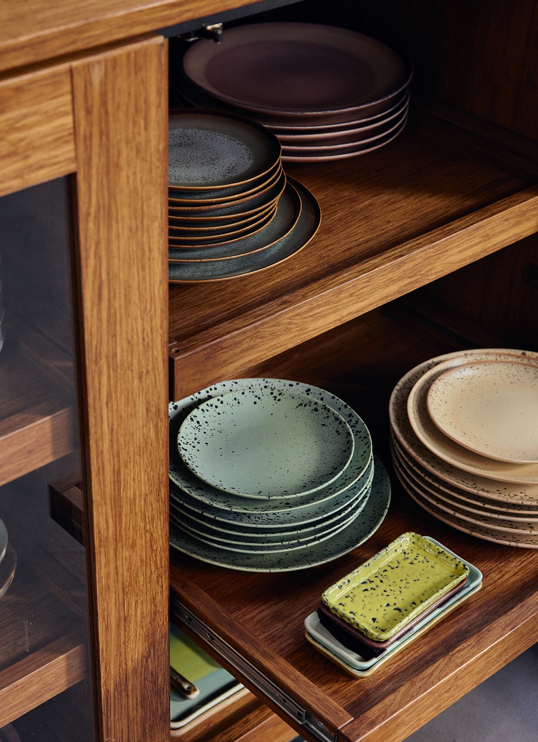 HKliving 70s Ceramics gebaksbordje 17,5 cm set van 2 - achterkant 4 groen