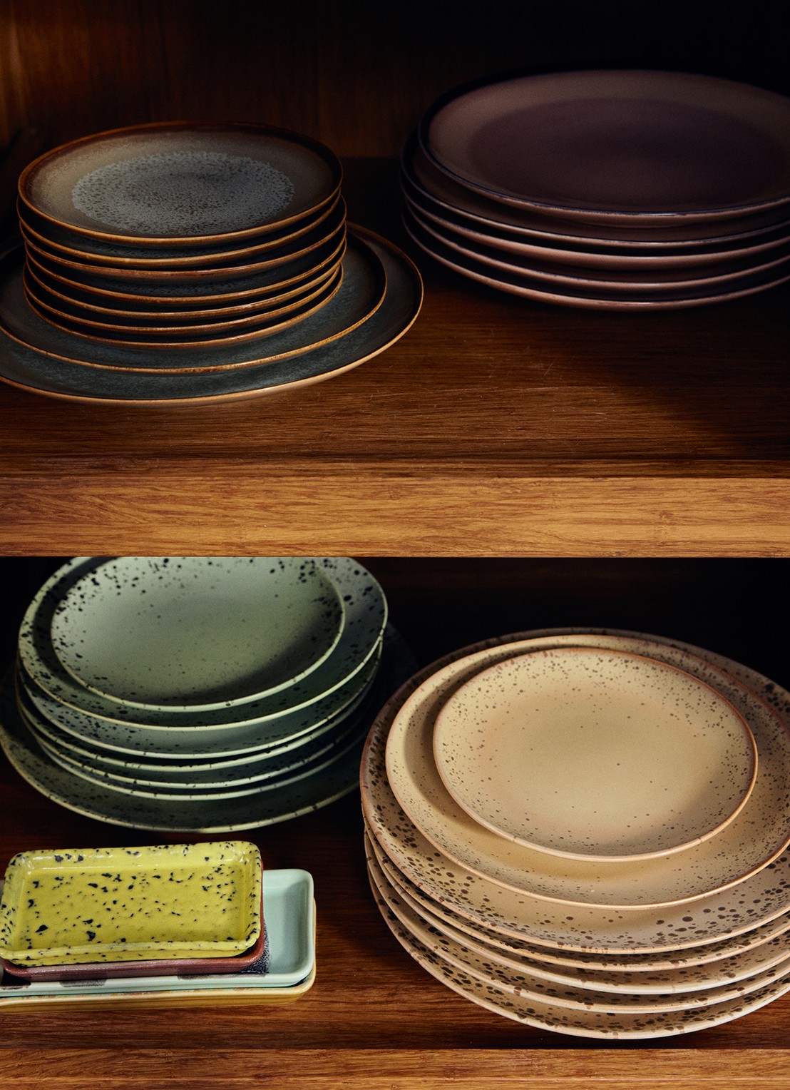 HKliving 70s Ceramics gebaksbordje 17,5 cm set van 2 - detail groen