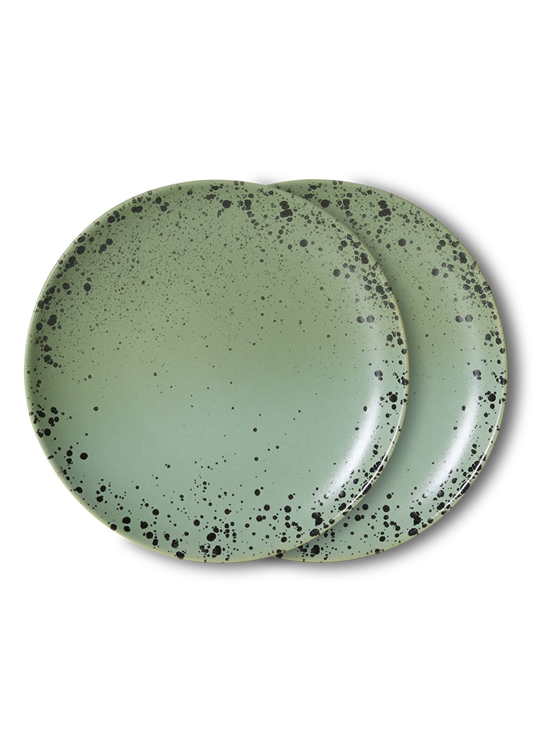 HKliving 70s Ceramics gebaksbordje 17,5 cm set van 2 - voorkant 2 groen