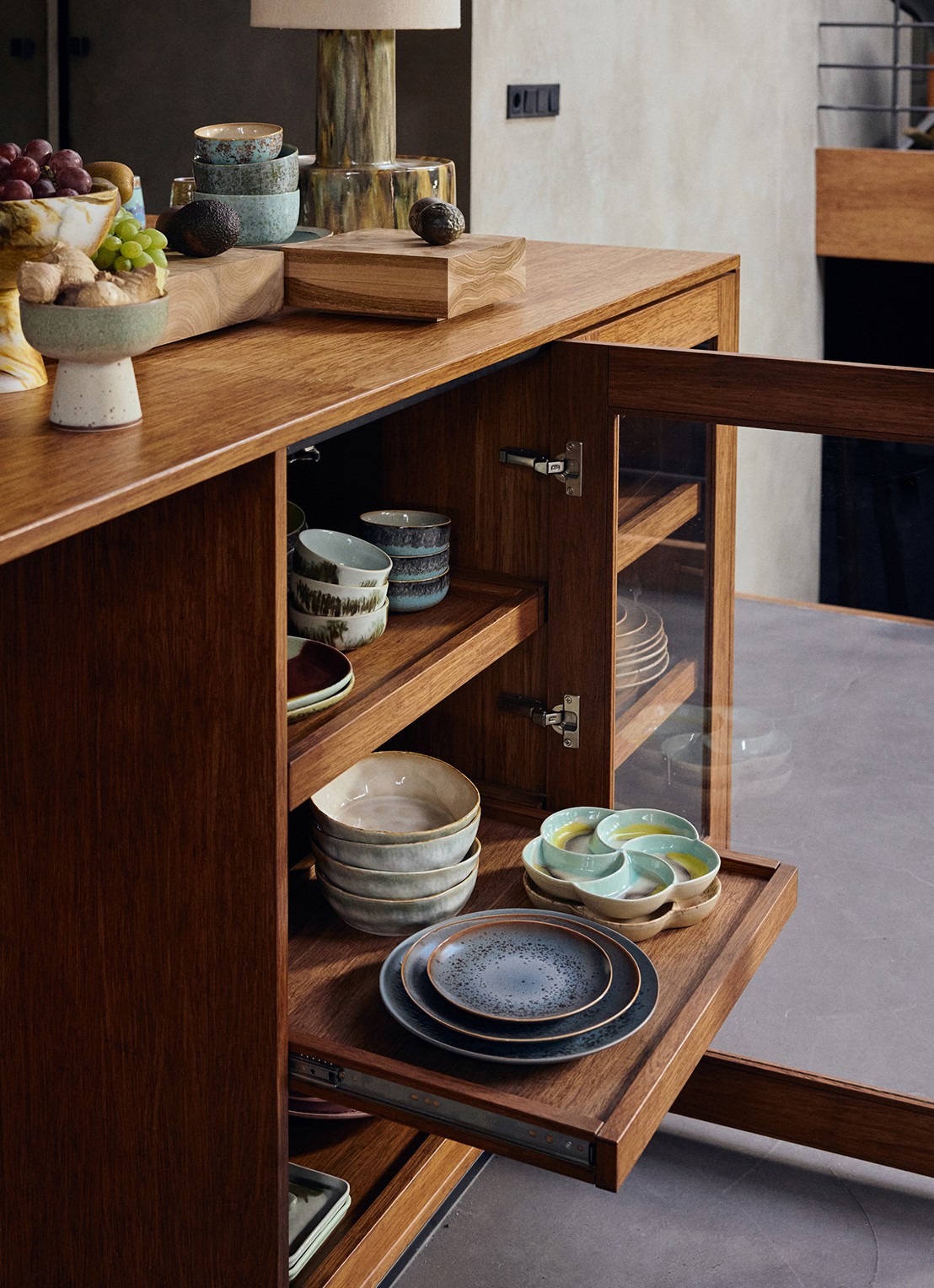 HKliving 70s Ceramics gebaksbordje 17,5 cm set van 2 - achterkant 2 blauw