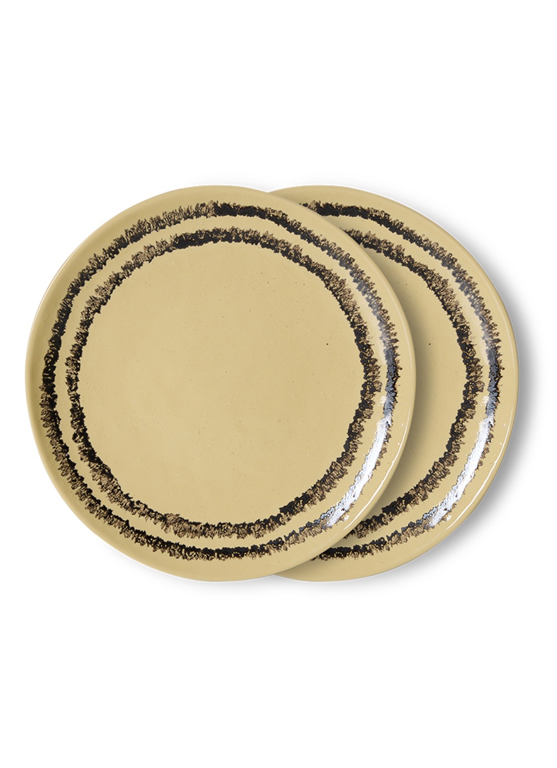 HKliving 70s Ceramics gebaksbordje 17,5 cm set van 2 - voorkant 2 geel