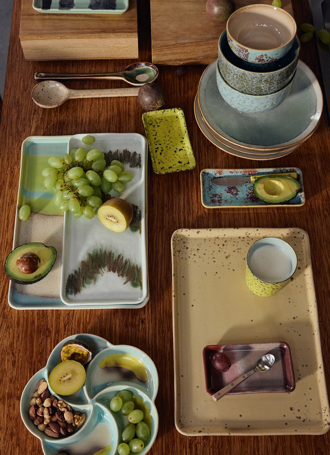 HKliving 70s Ceramics Glint serveerschaal 22,5 x 33 cm - detail 5 blauw