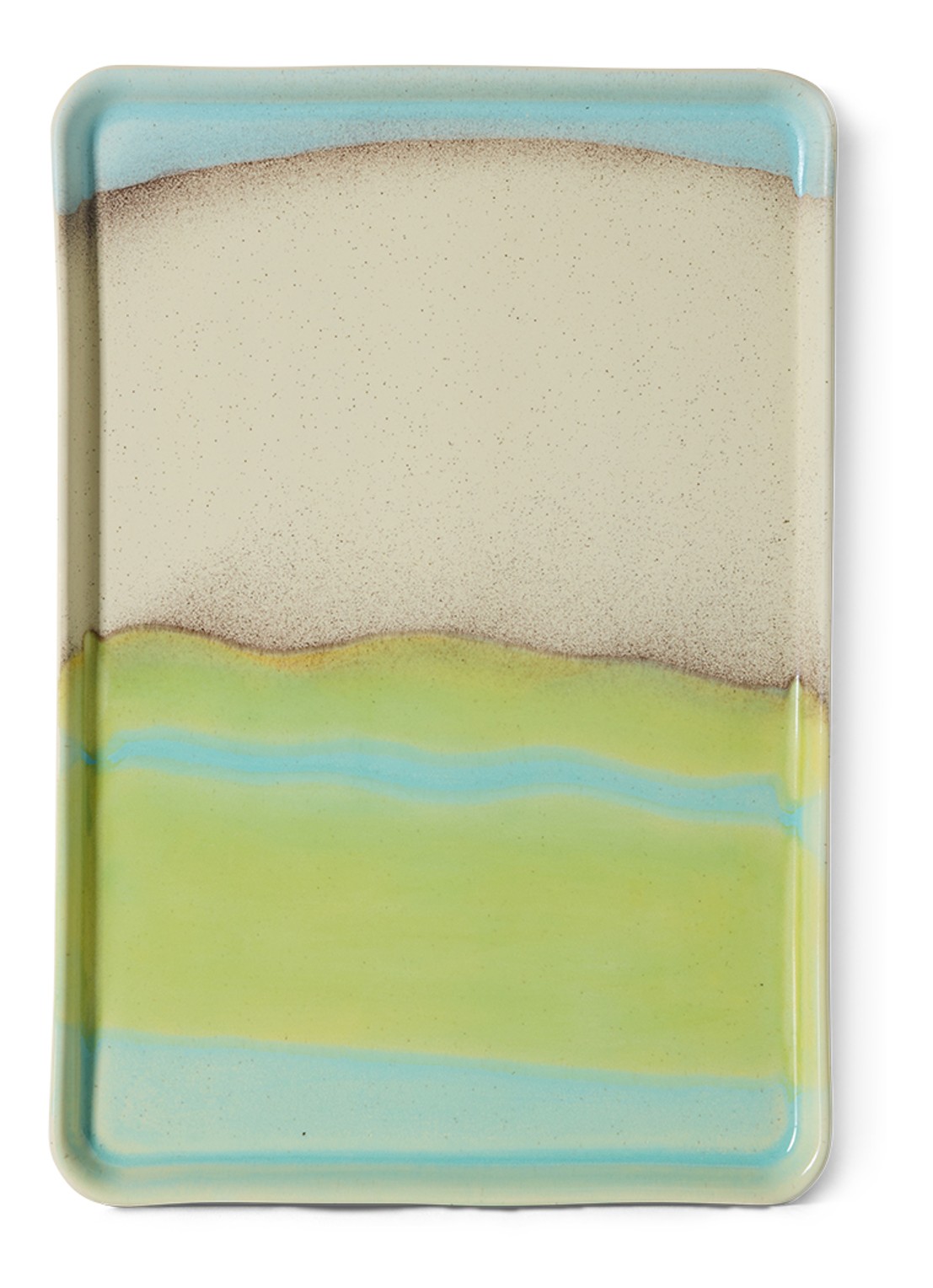 HKliving 70s Ceramics Glint serveerschaal 22,5 x 33 cm - voorkant blauw