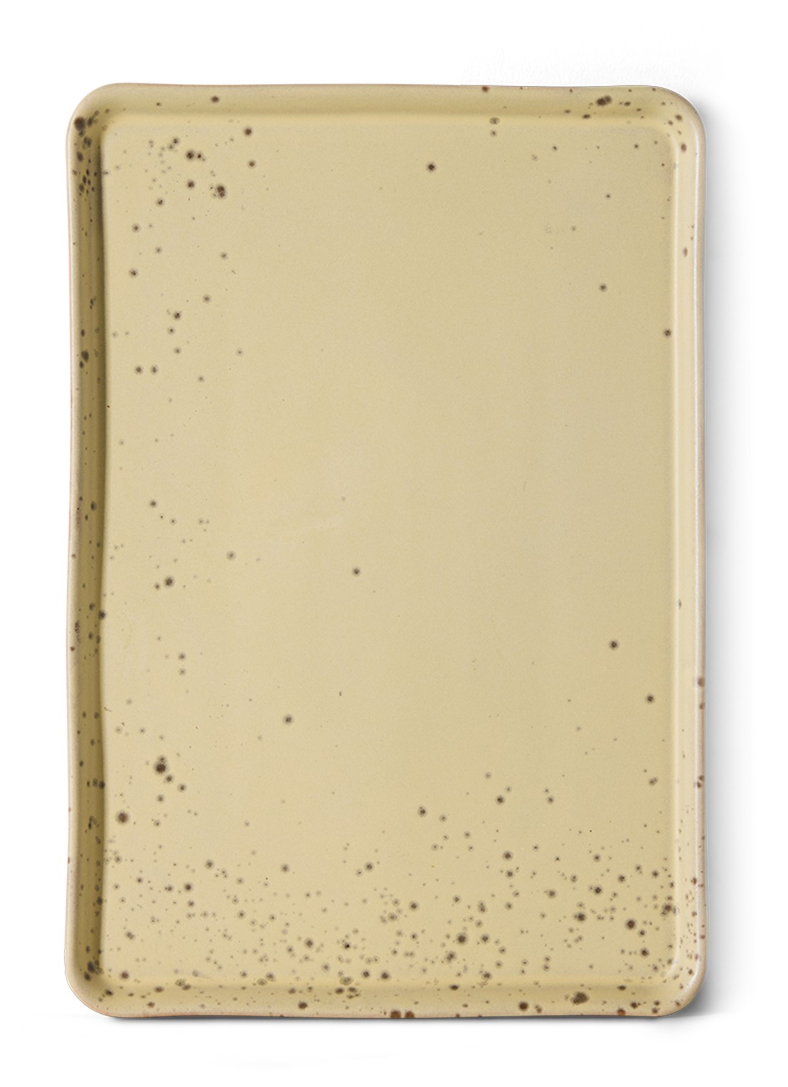 HKliving 70s Ceramics Grit serveerschaal 22,5 x 33 cm - voorkant 4 vanillegeel