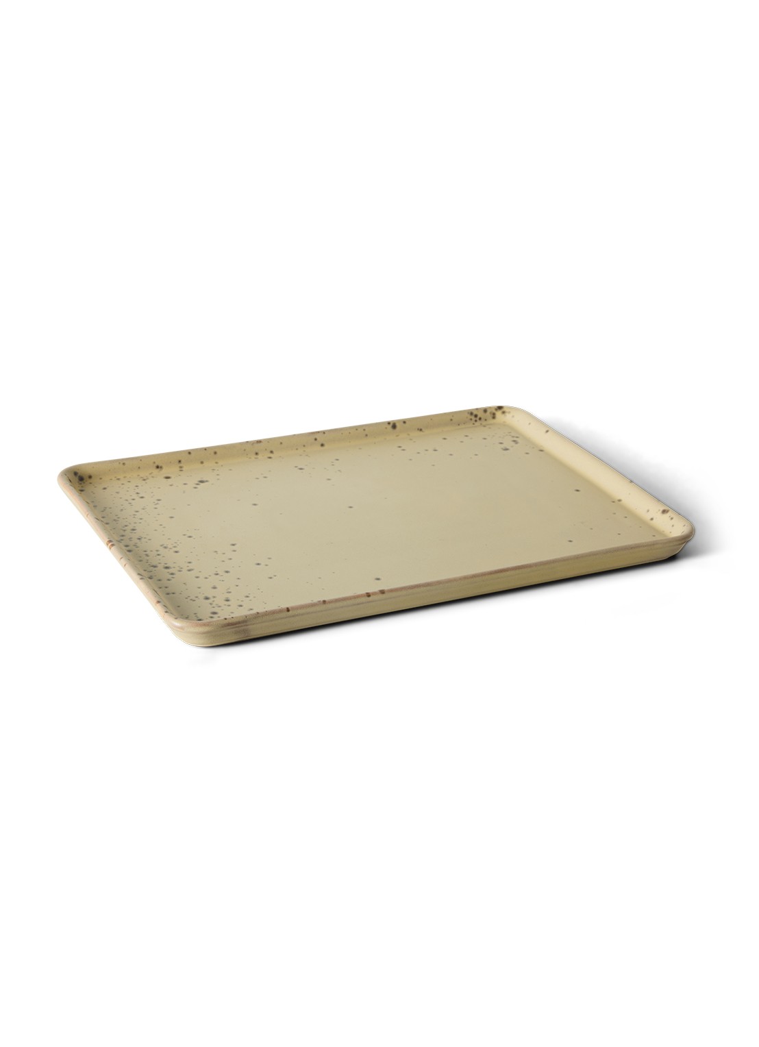 HKliving 70s Ceramics Grit serveerschaal 22,5 x 33 cm - voorkant 5 vanillegeel