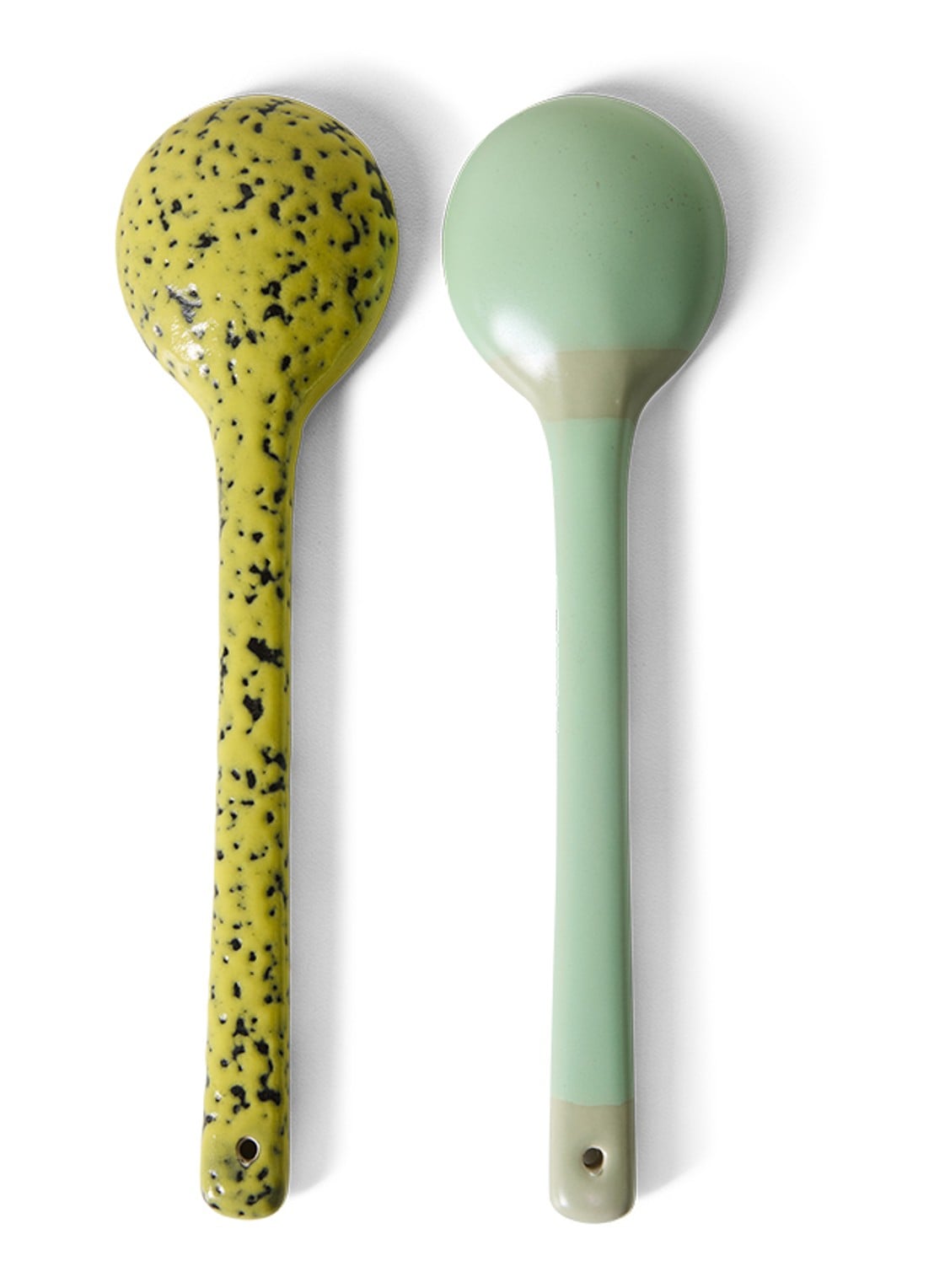 HKliving 70s Ceramics Mines opschepbestek set van 2 - voorkant 4 geel