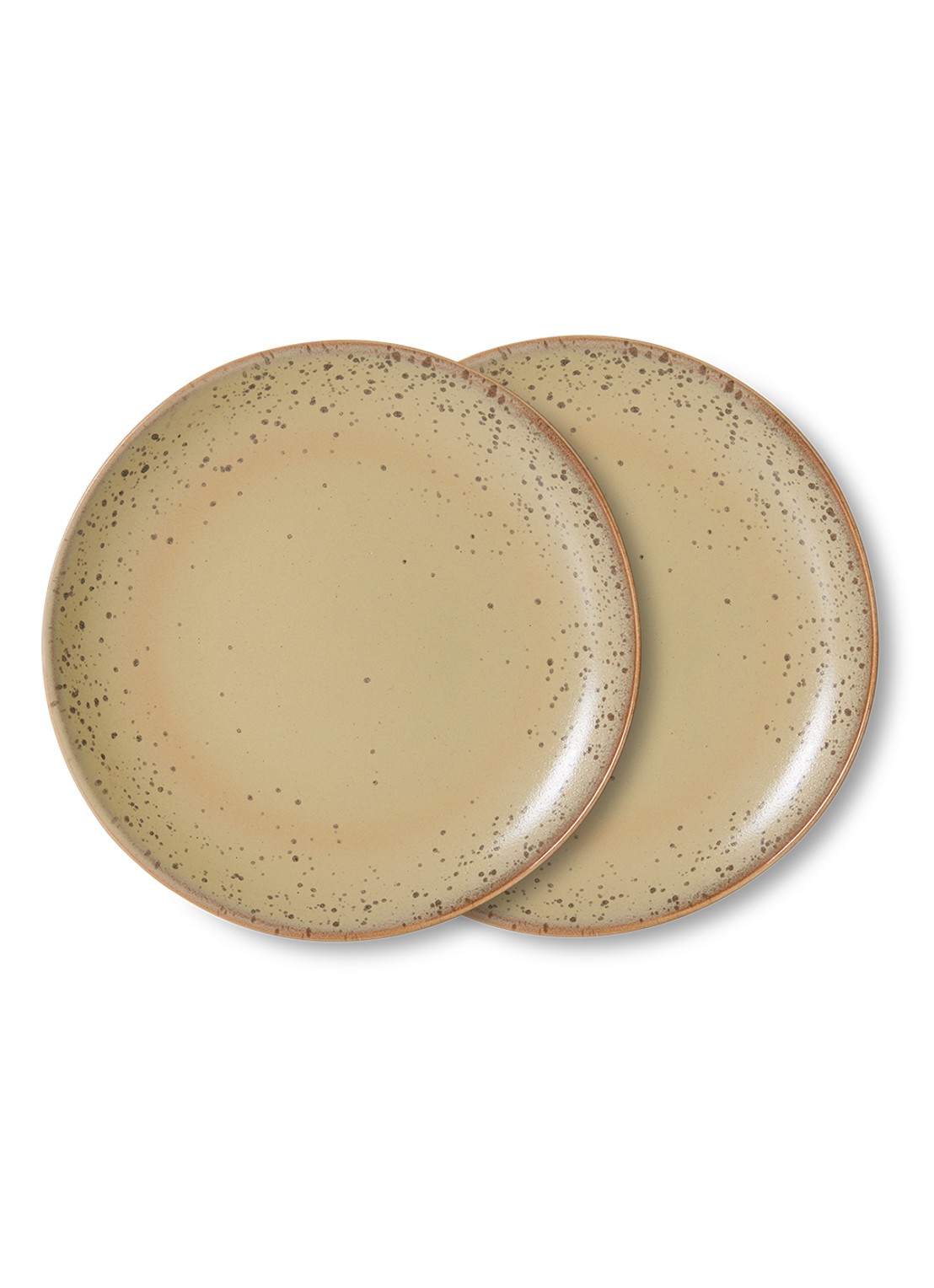 HKliving 70s Ceramics ontbijtbord 22 cm set van 2 - voorkant 3 zand