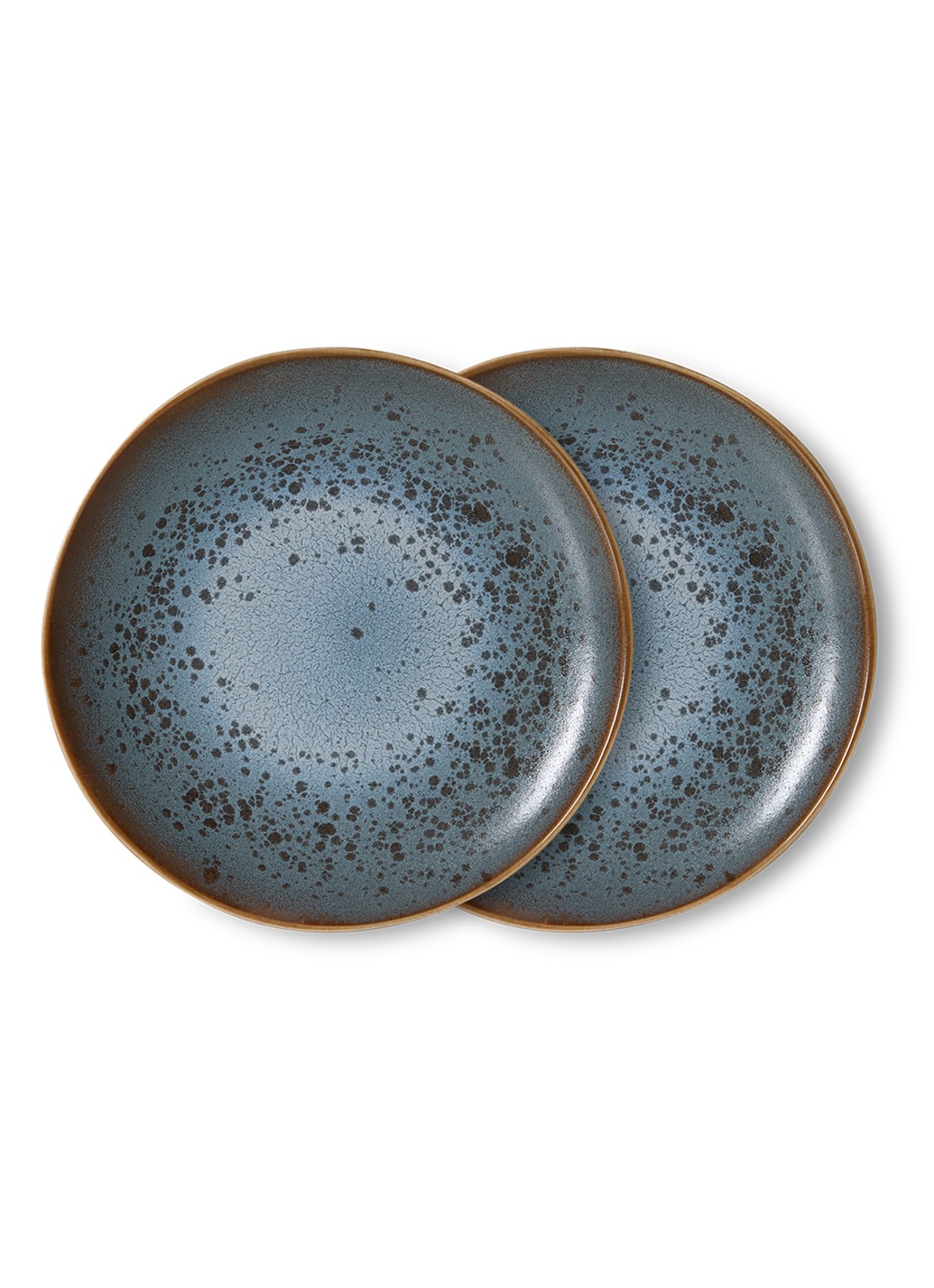 HKliving 70s Ceramics ontbijtbord 22 cm set van 2 - voorkant 3 blauw