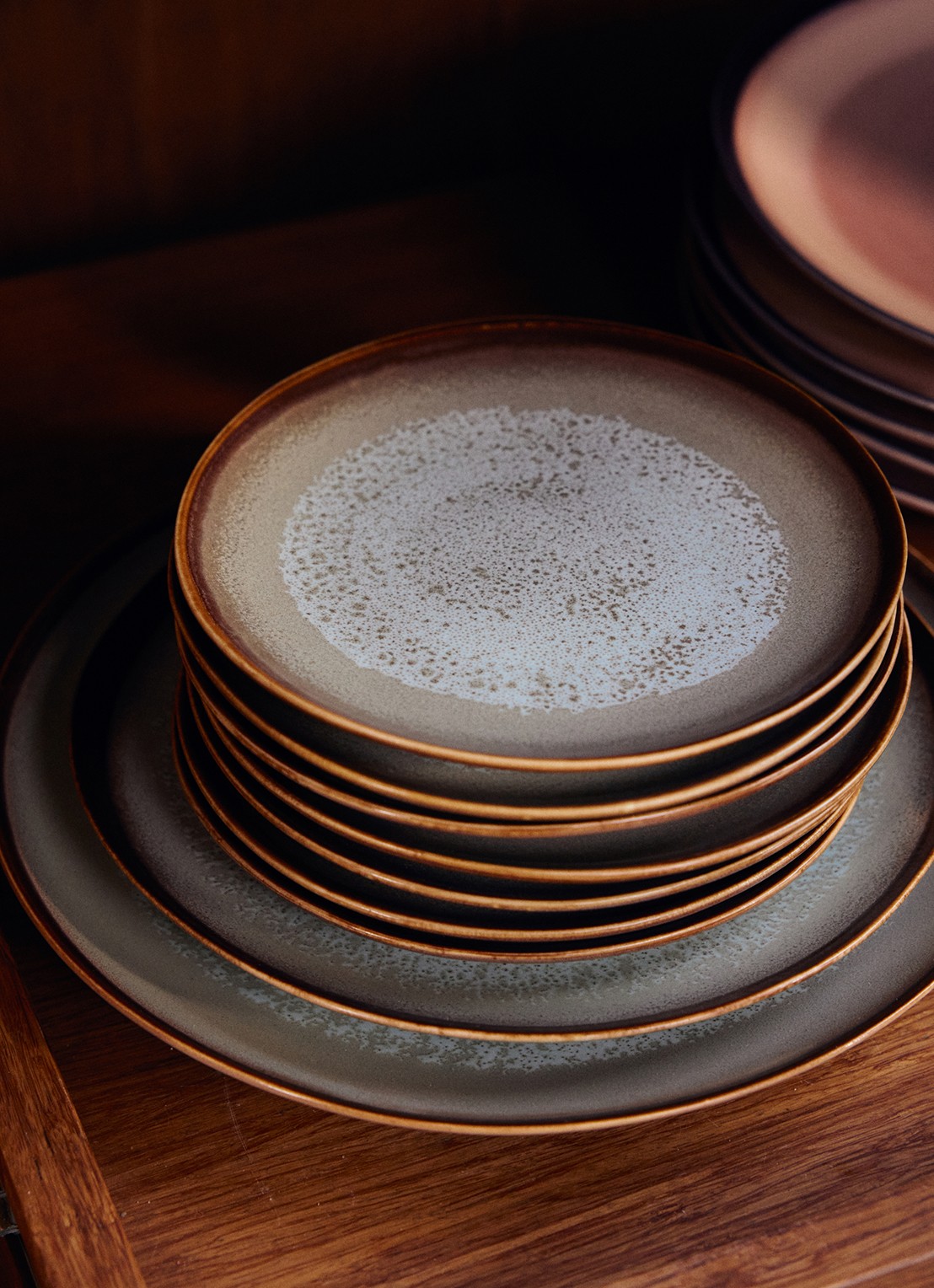 HKliving 70s Ceramics: ontbijtbord 22 cm set van 2 - achterkant 4 blauw