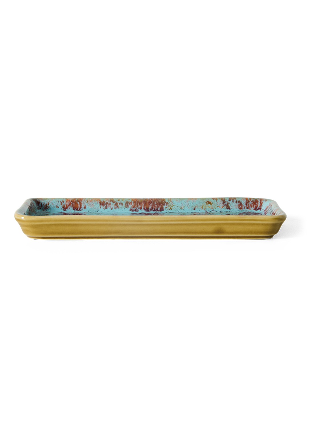HKliving 70s Ceramics Patina serveerschaal 7,7 x 18 cm - achterkant multicolor