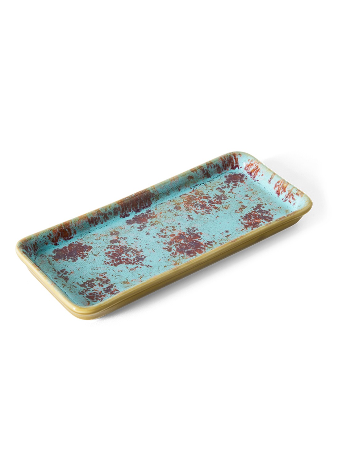 HKliving 70s Ceramics Patina serveerschaal 7,7 x 18 cm - voorkant 3 multicolor