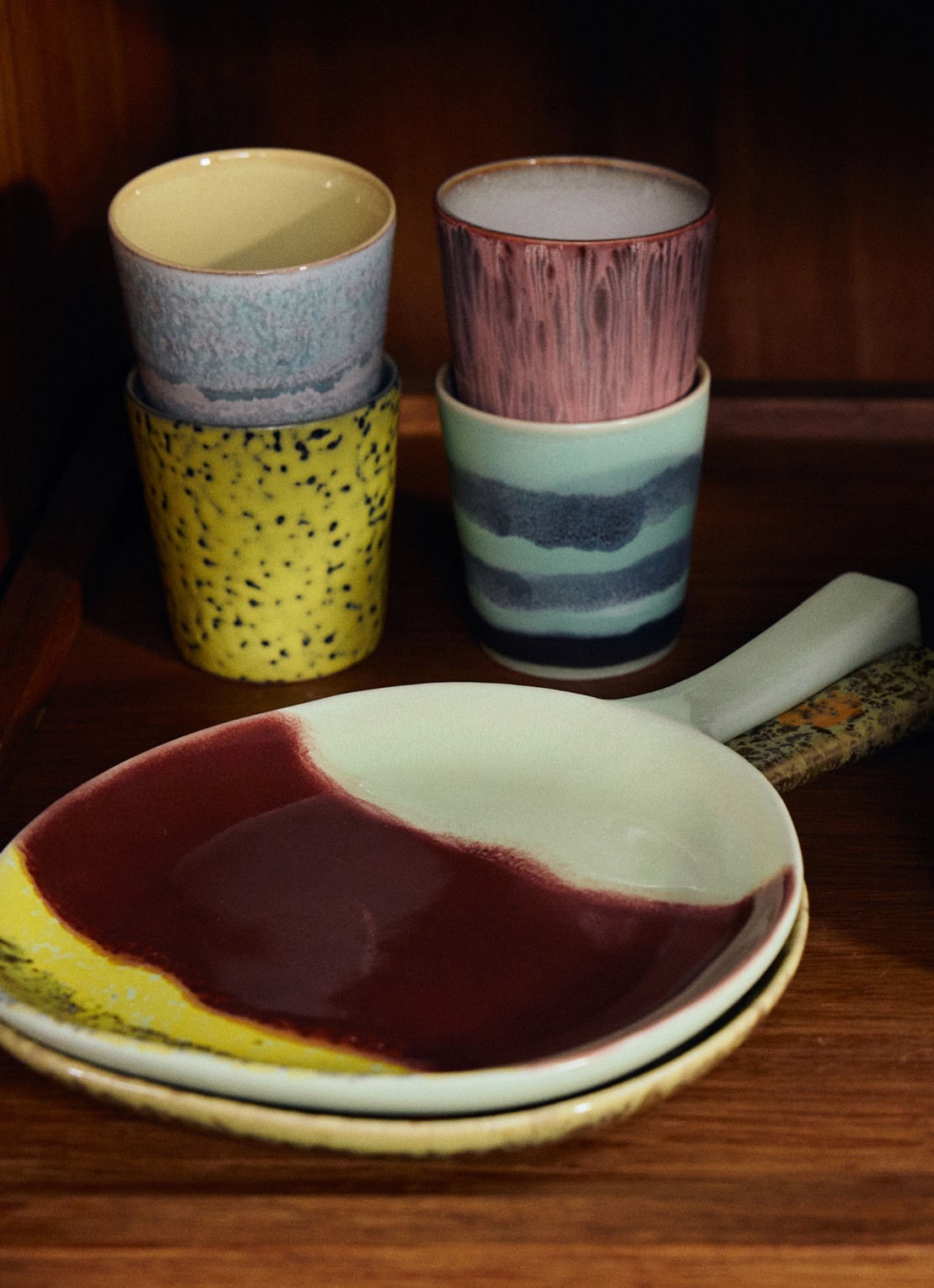 HKliving 70s Ceramics serveerschaal 30,5 cm - detail lichtgroen
