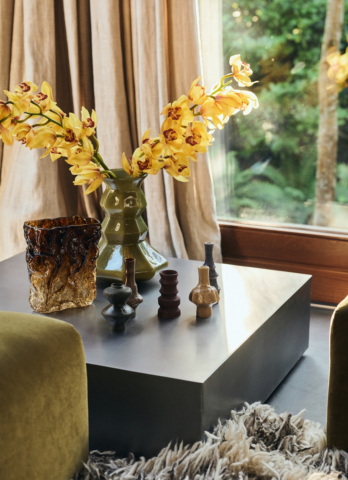 HKliving 70s Ceramics vaas 16,5 cm set van 5 - detail 4 bruin