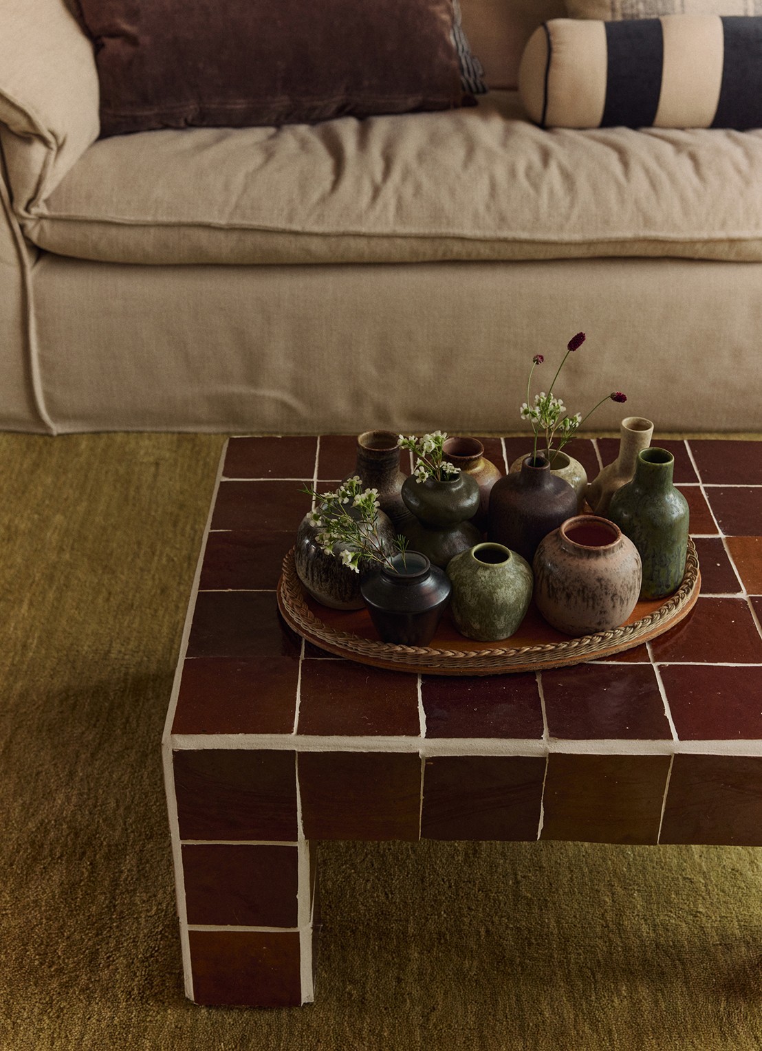 HKliving 70s Ceramics vaas 16,5 cm set van 5 - detail 5 bruin