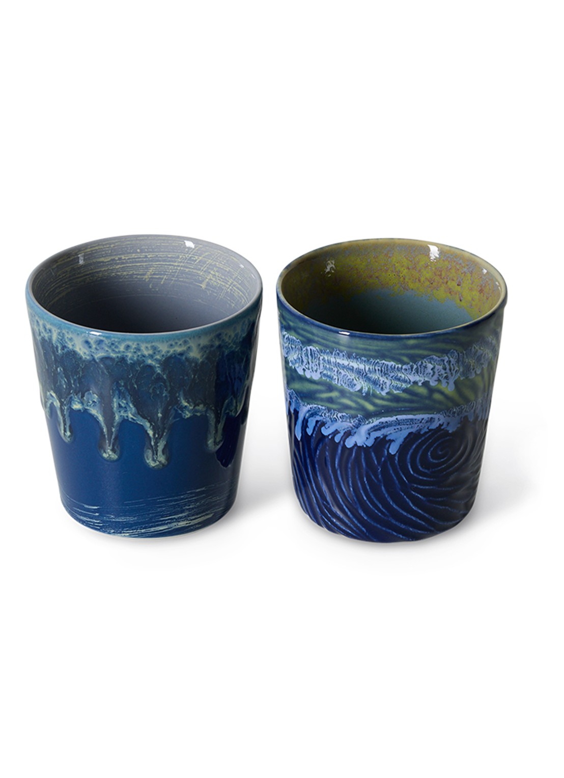 HKliving 70s Ceramics: Van Gogh mok set van 2 - voorkant 3 donkerblauw