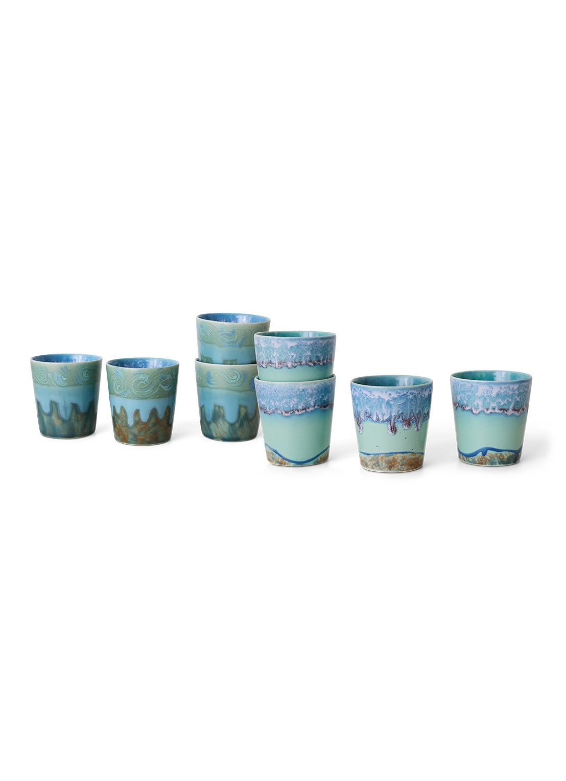 HKliving 70s Ceramics Van Gogh mok set van 2 - achterkant 3 blauw