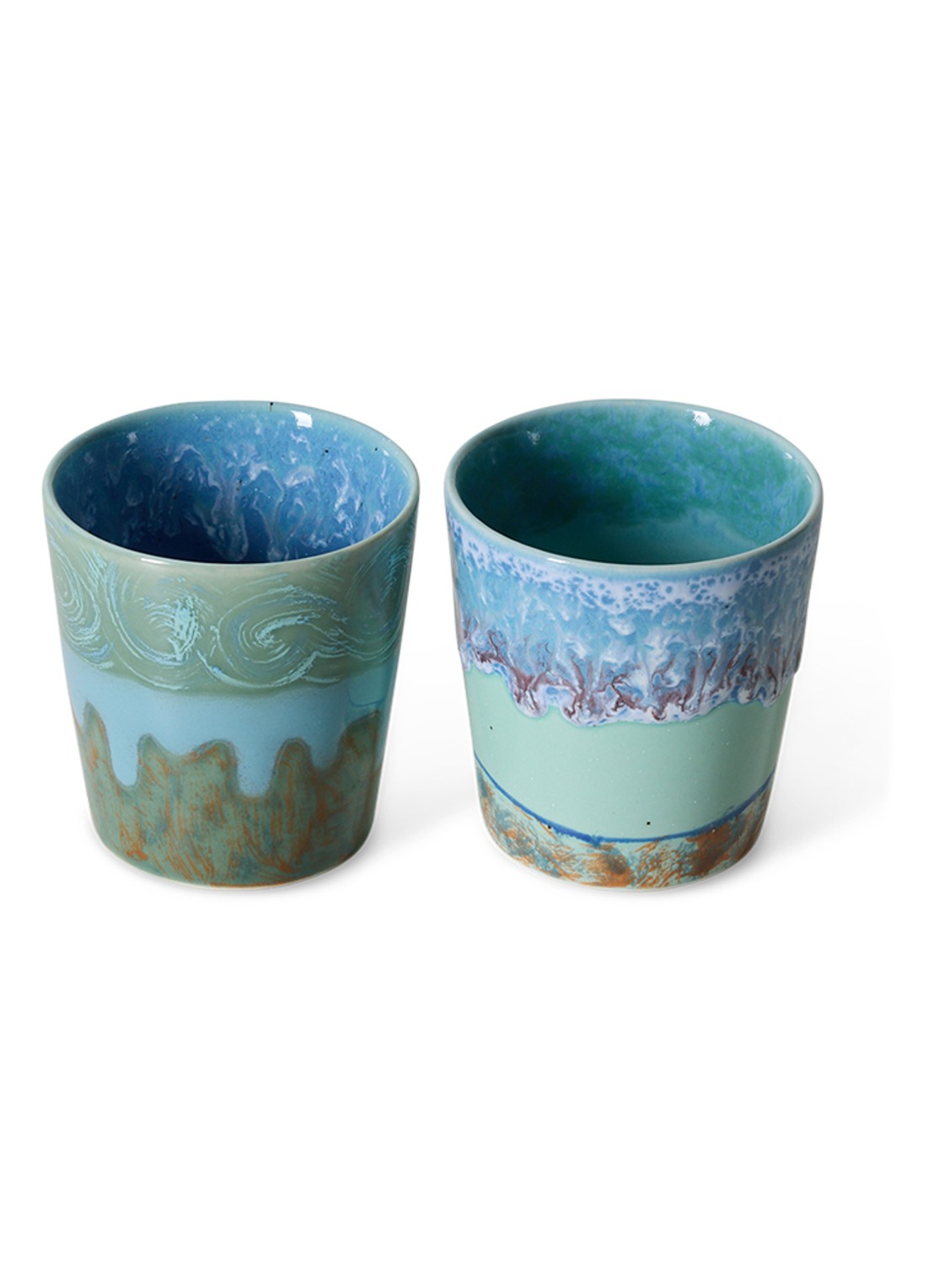 HKliving 70s Ceramics Van Gogh mok set van 2 - voorkant 2 blauw